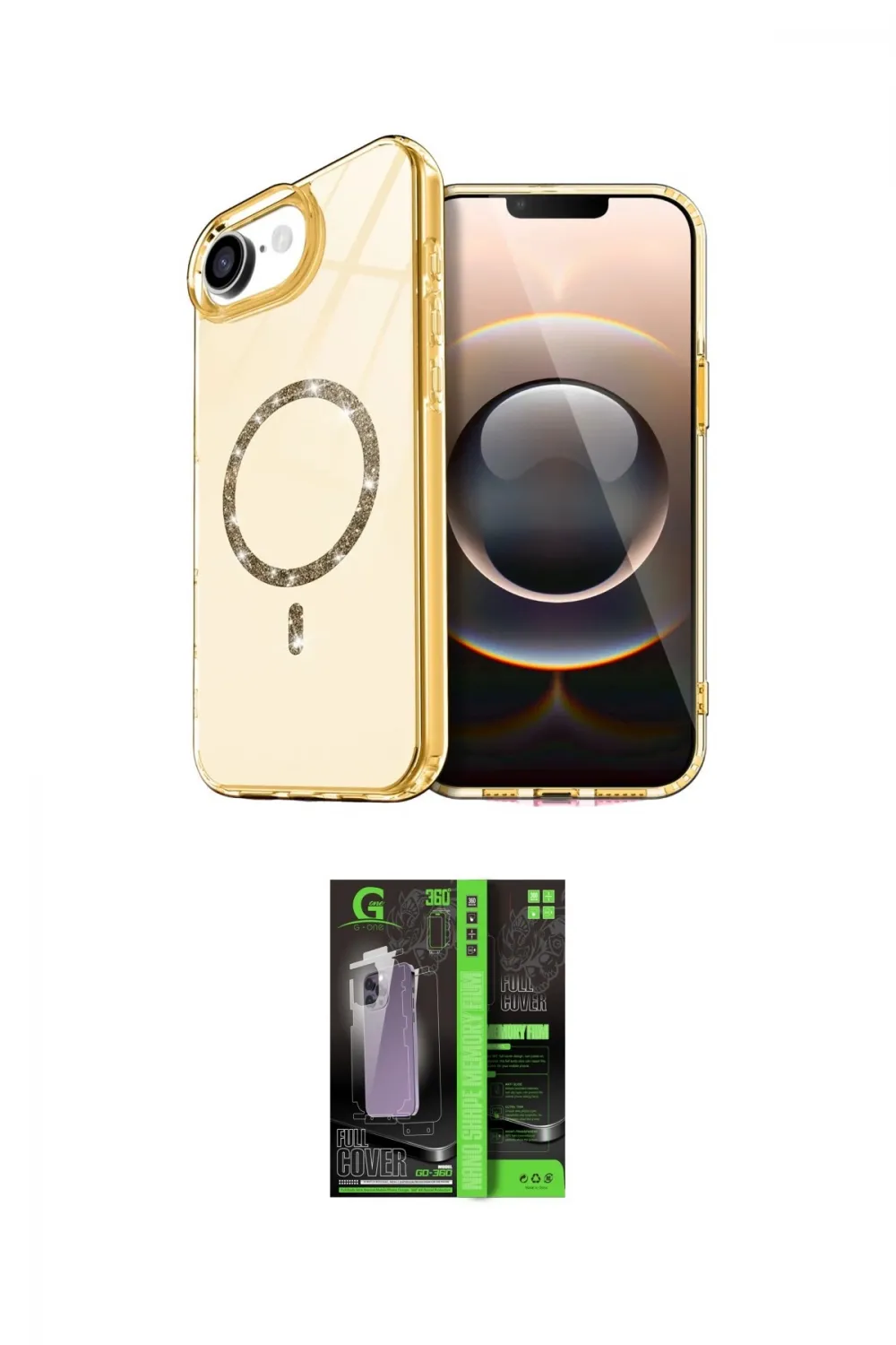ieg™ iPhone 16E Kılıf Kıvılcım Form Prime - Şeffaf 360 Full Body Arka Koruyucu