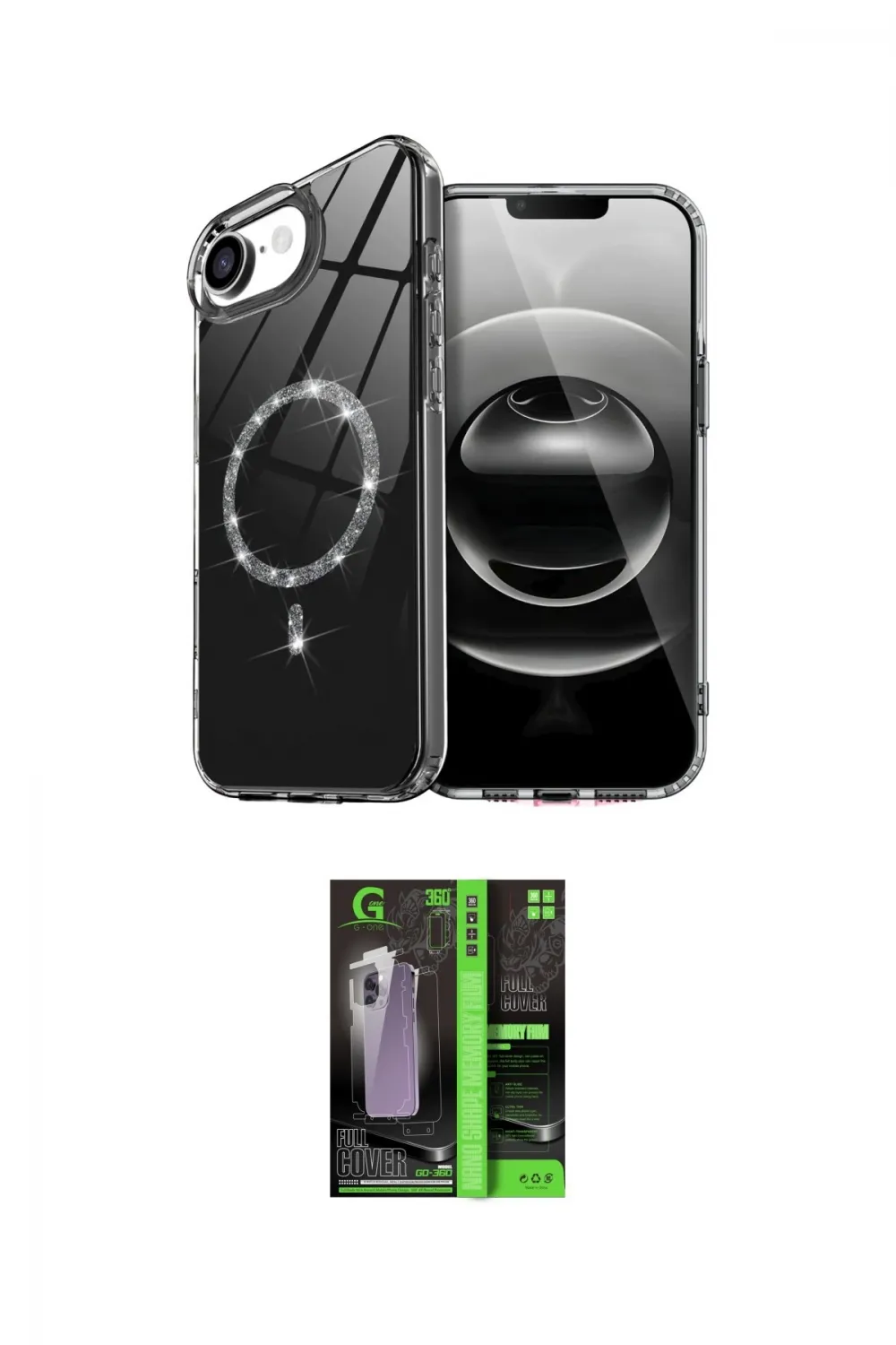 ieg™ iPhone 16E Kılıf Kıvılcım Form Prime - Şeffaf 360 Full Body Arka Koruyucu