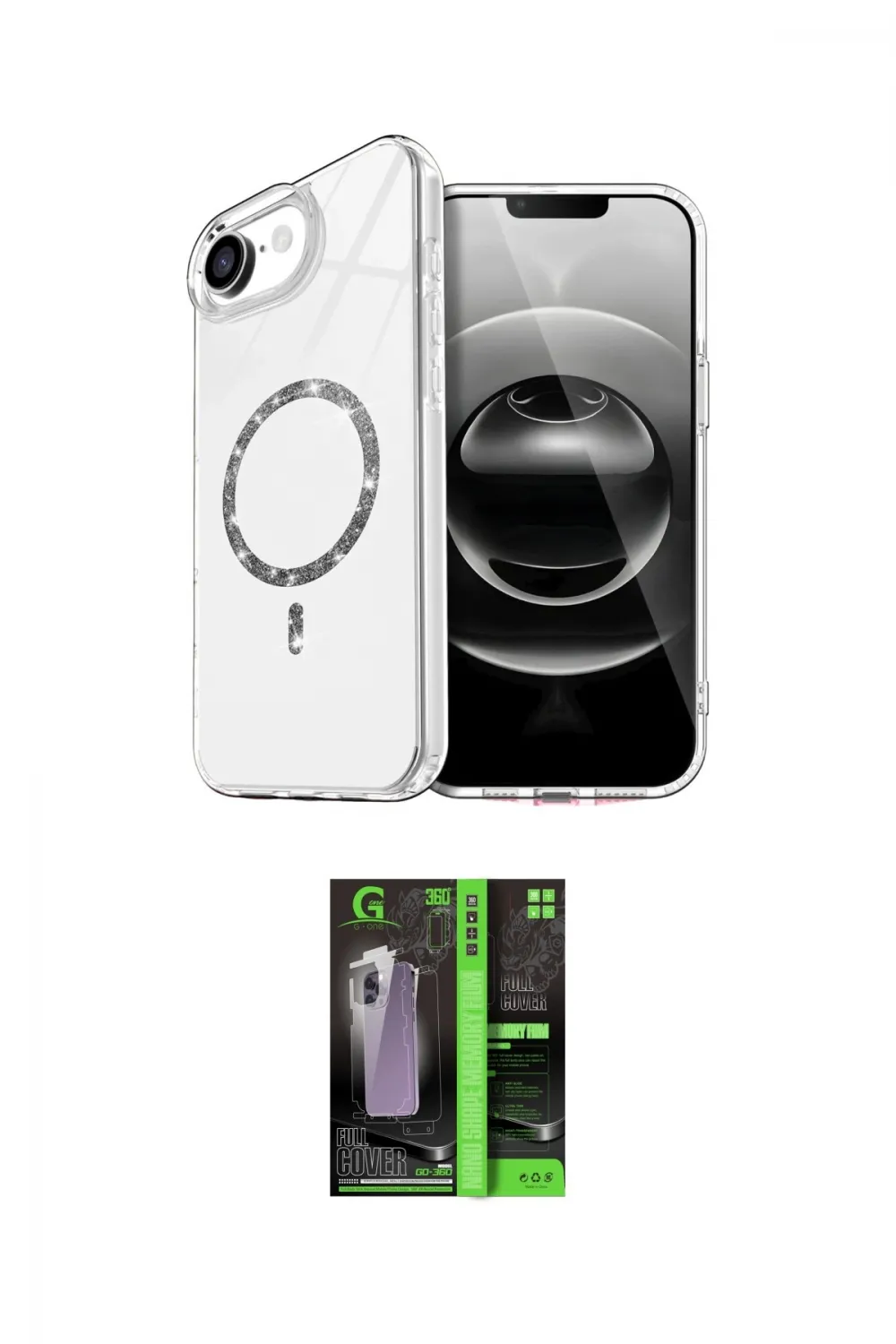 ieg™ iPhone 16E Kılıf Kıvılcım Form Prime - Şeffaf 360 Full Body Arka Koruyucu