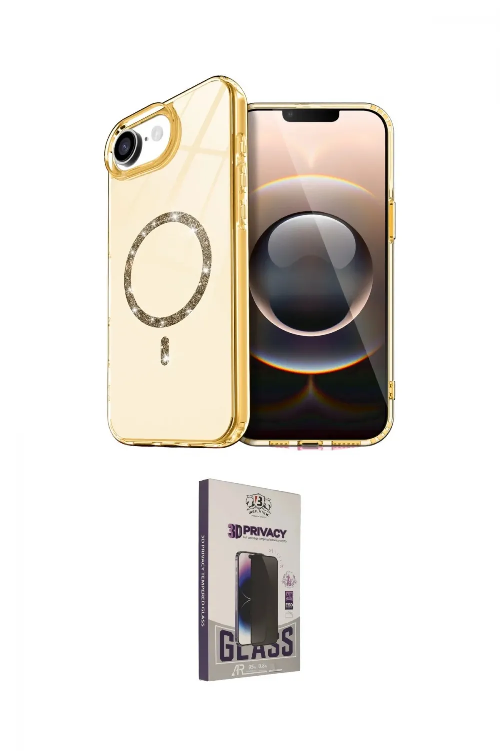 ieg™ iPhone 16E Kılıf Kıvılcım Form Prime - Siyah Bilvis Hayalet Cam Ekran Koruyucu
