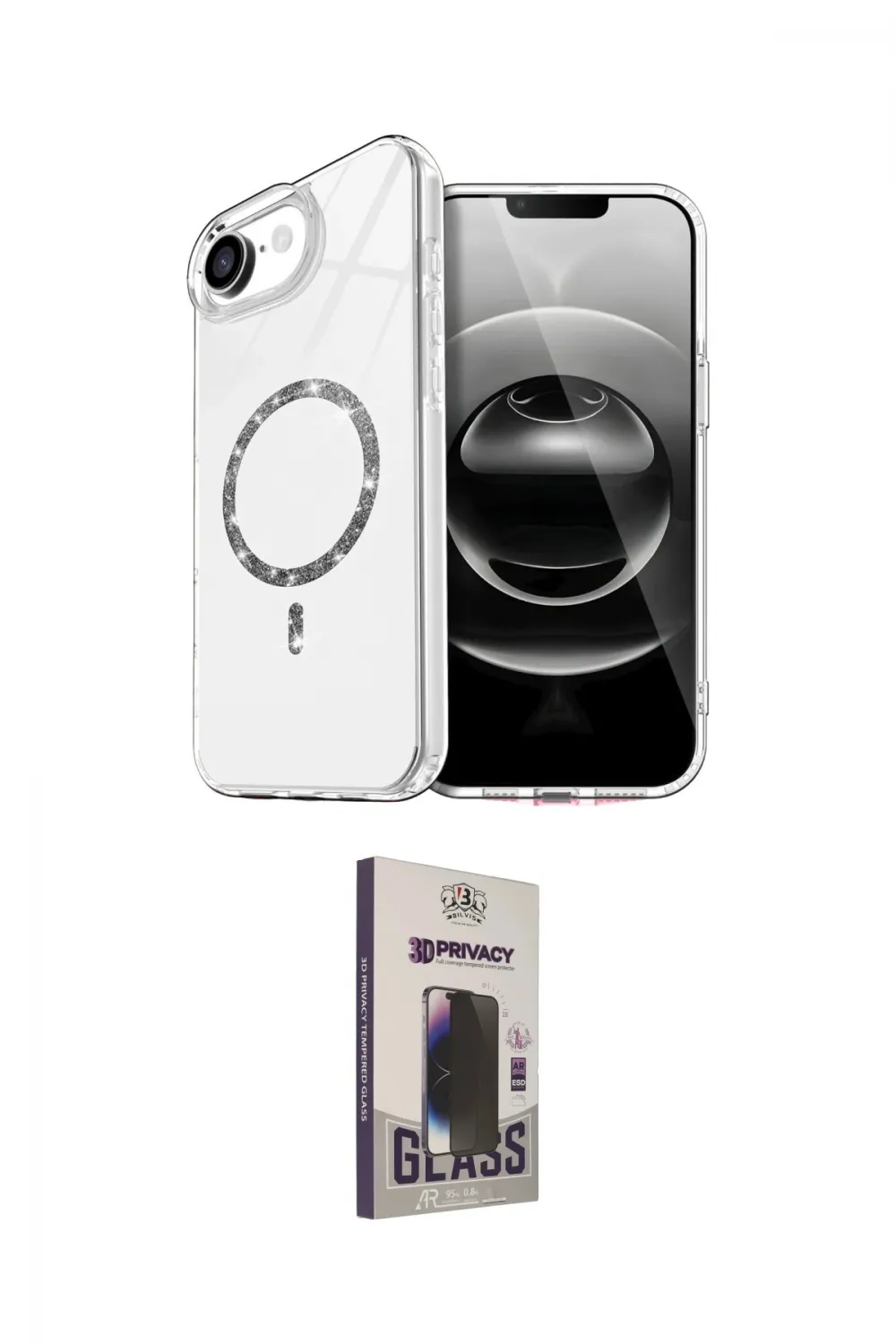 ieg™ iPhone 16E Kılıf Kıvılcım Form Prime - Siyah Bilvis Hayalet Cam Ekran Koruyucu