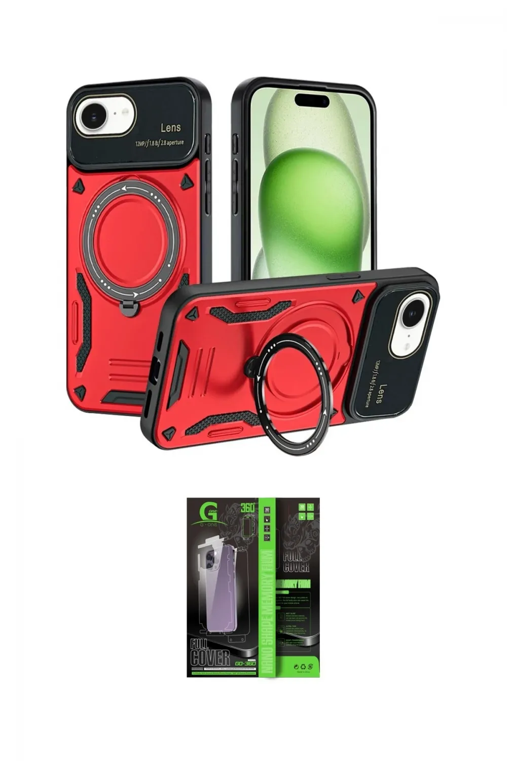 ieg™ iPhone 16E Kılıf Kıvılcım Modern Serisi - Şeffaf 360 Full Body Arka Koruyucu
