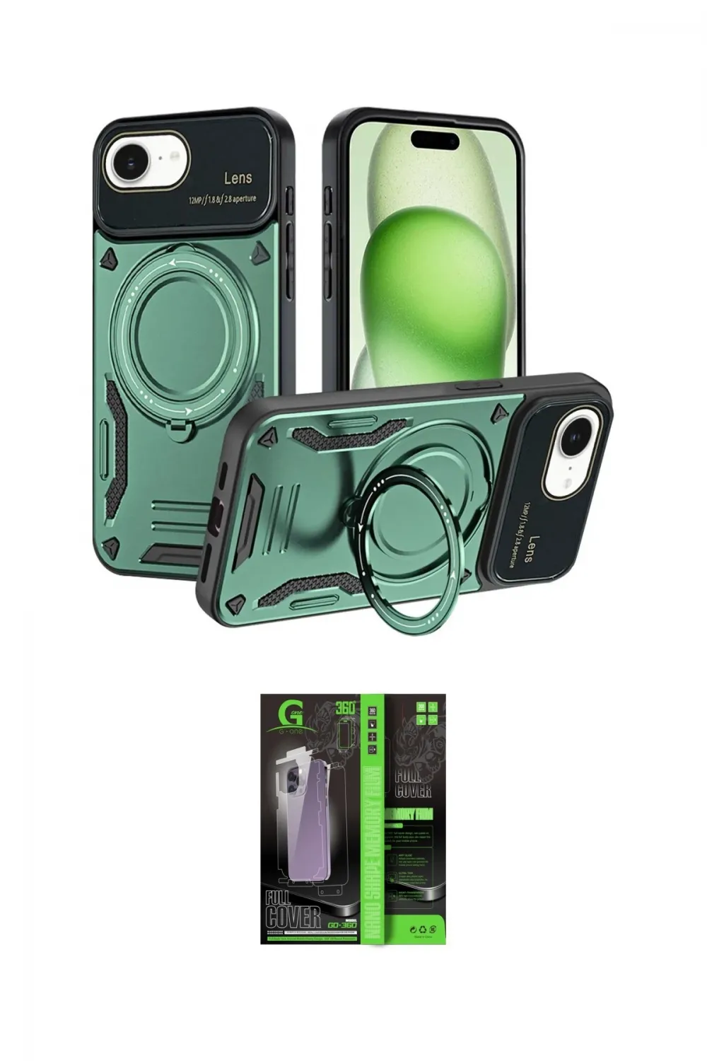 ieg™ iPhone 16E Kılıf Kıvılcım Modern Serisi - Şeffaf 360 Full Body Arka Koruyucu