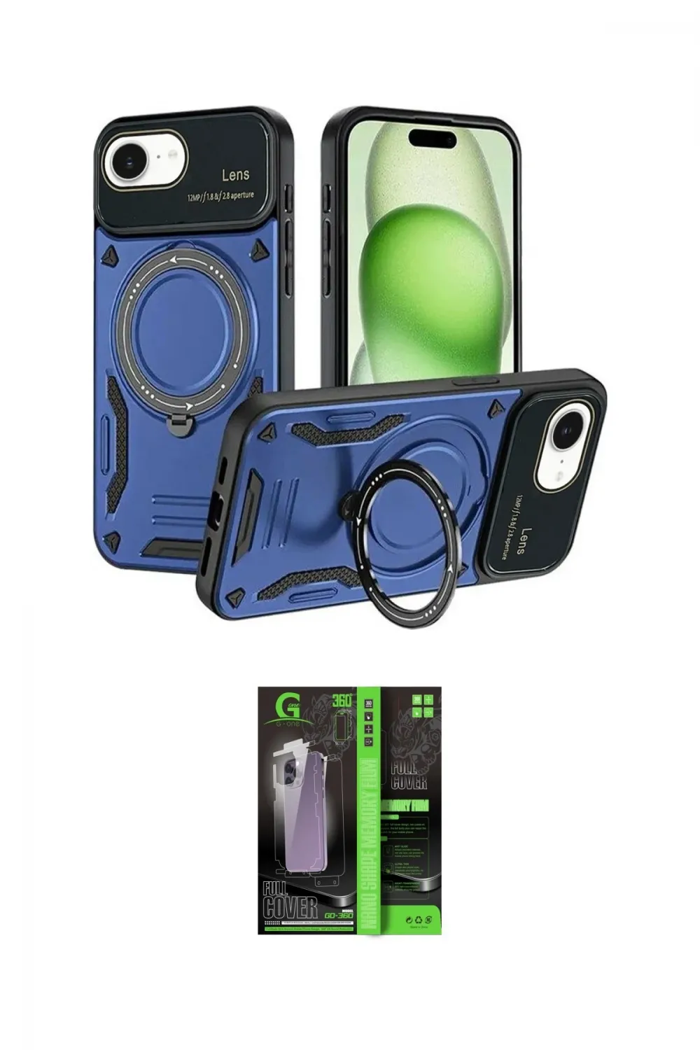 ieg™ iPhone 16E Kılıf Kıvılcım Modern Serisi - Şeffaf 360 Full Body Arka Koruyucu