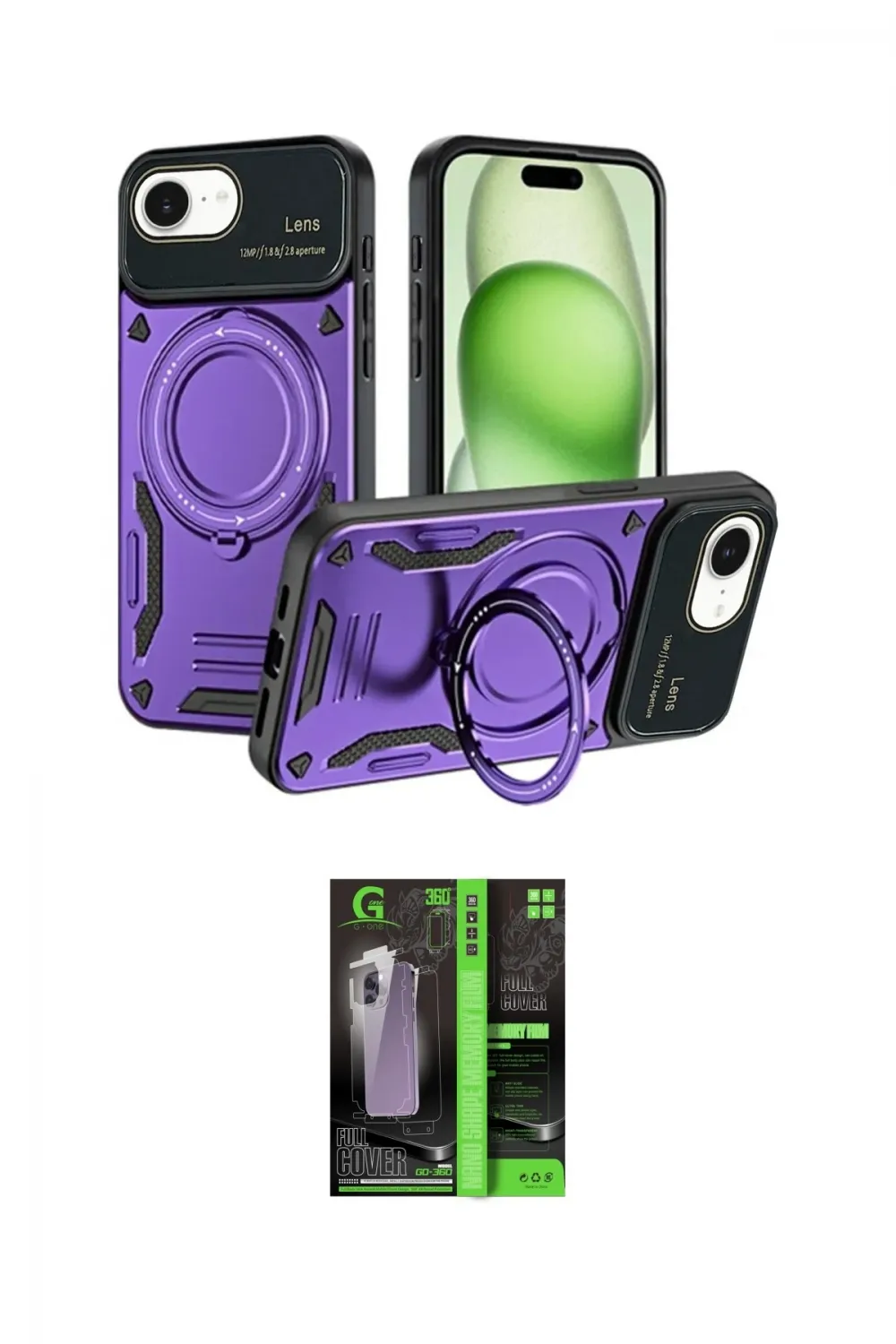 ieg™ iPhone 16E Kılıf Kıvılcım Modern Serisi - Şeffaf 360 Full Body Arka Koruyucu