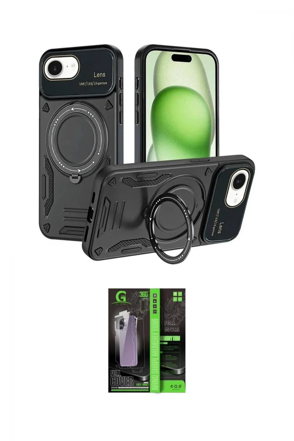 ieg™ iPhone 16E Kılıf Kıvılcım Modern Serisi - Şeffaf 360 Full Body Arka Koruyucu