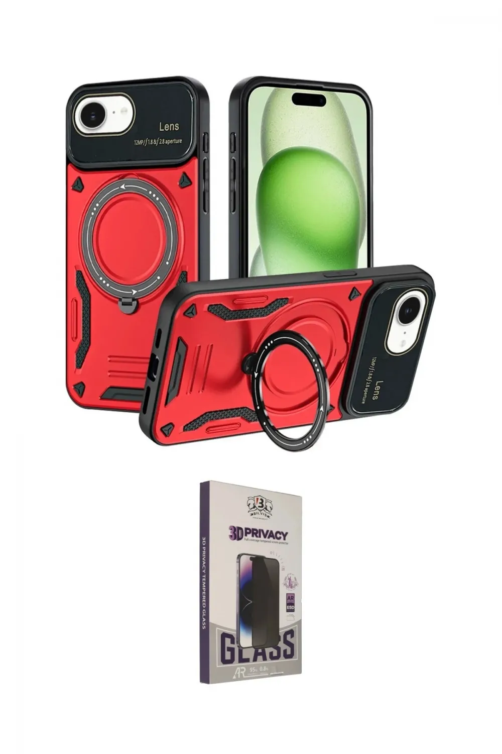 ieg™ iPhone 16E Kılıf Kıvılcım Modern Serisi - Siyah Bilvis Hayalet Cam Ekran Koruyucu