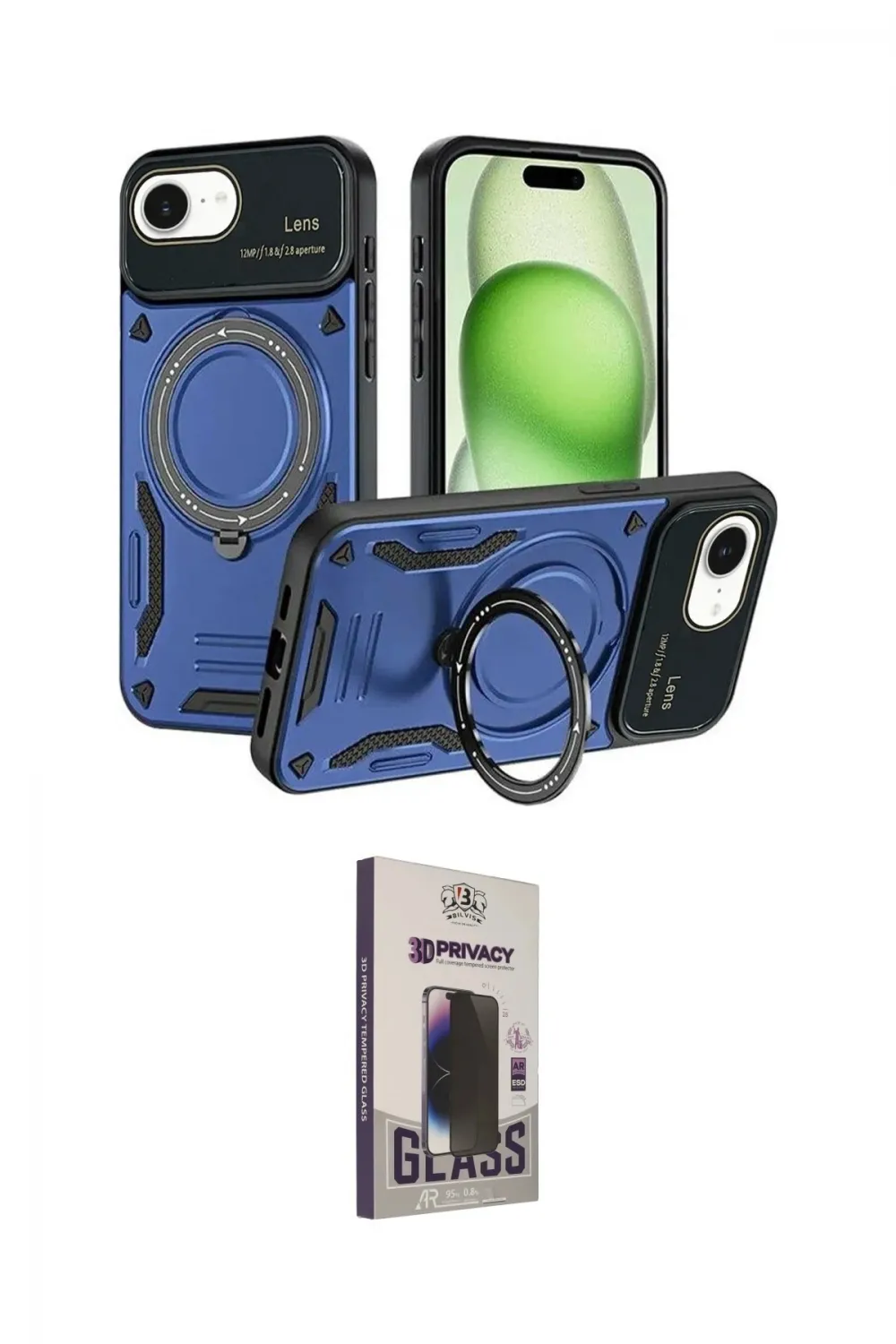ieg™ iPhone 16E Kılıf Kıvılcım Modern Serisi - Siyah Bilvis Hayalet Cam Ekran Koruyucu