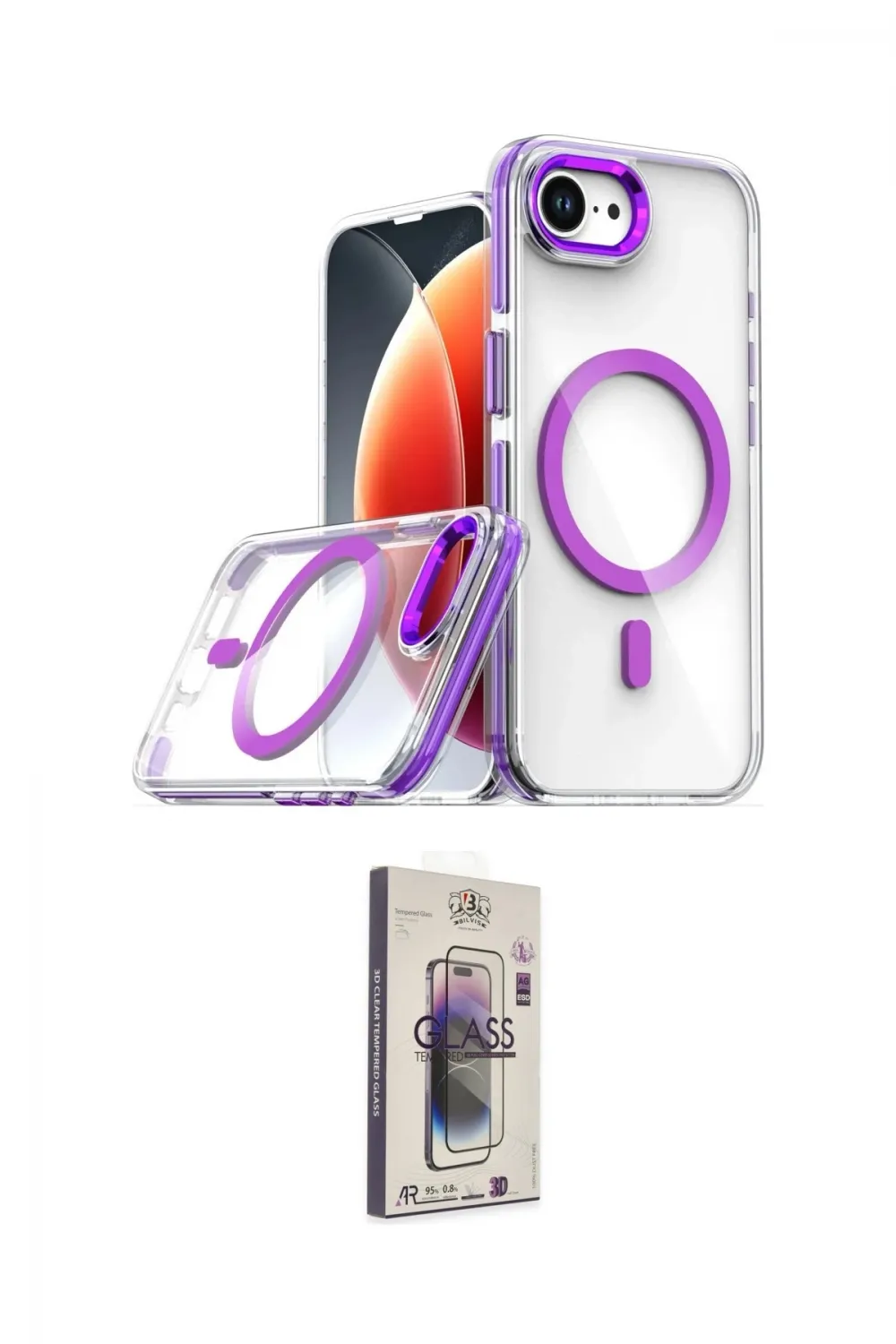ieg™ iPhone 16E Kılıf Kozmos Doku Koleksiyonu - Siyah Bilvis 3D Cam Ekran Koruyucu