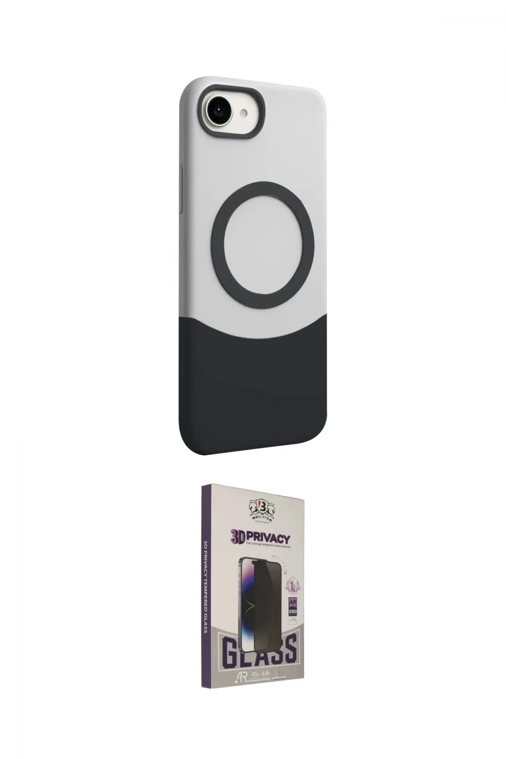 ieg™ iPhone 16E Kılıf Kozmos Form Özel Seri - Siyah Bilvis Hayalet Cam Ekran Koruyucu