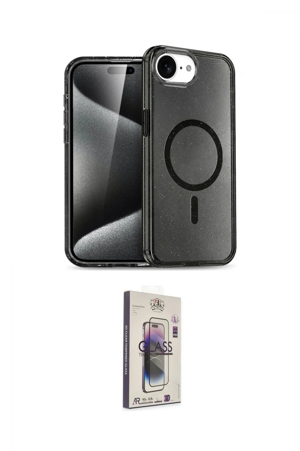 ieg™ iPhone 16E Kılıf Nova Asil Prime - Siyah Bilvis 3D Cam Ekran Koruyucu