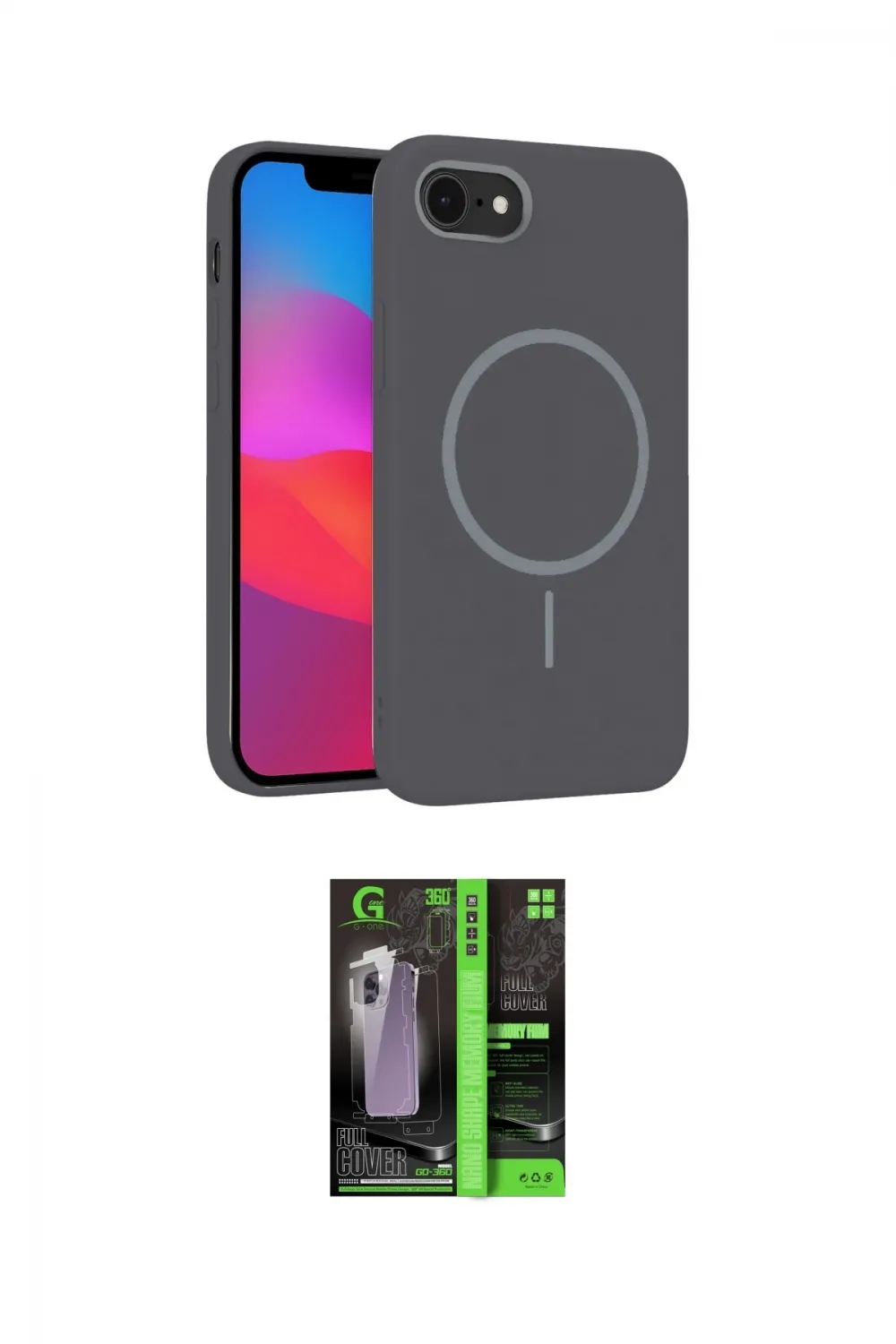 ieg™ iPhone 16E Kılıf Siluet Doku Özel Seri - Şeffaf 360 Full Body Arka Koruyucu