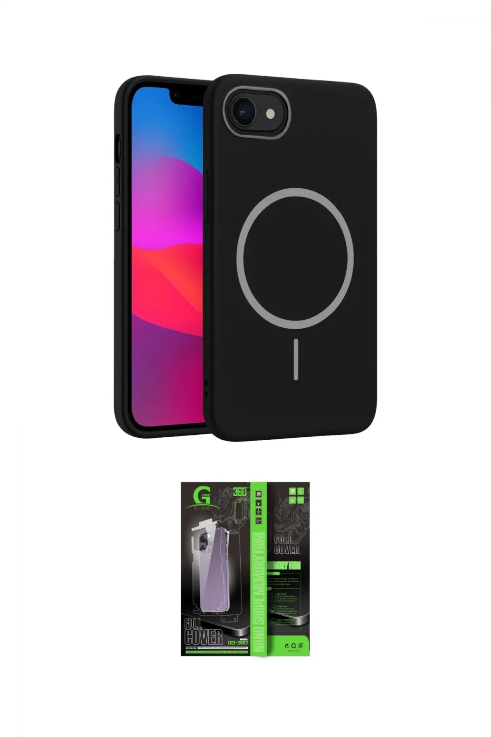 ieg™ iPhone 16E Kılıf Siluet Doku Özel Seri - Şeffaf 360 Full Body Arka Koruyucu