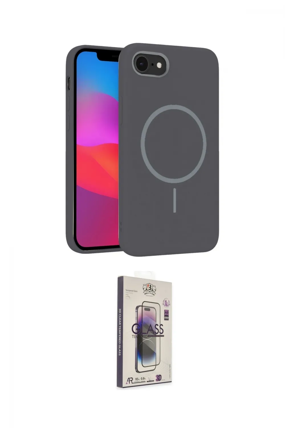 ieg™ iPhone 16E Kılıf Siluet Doku Özel Seri - Siyah Bilvis 3D Cam Ekran Koruyucu