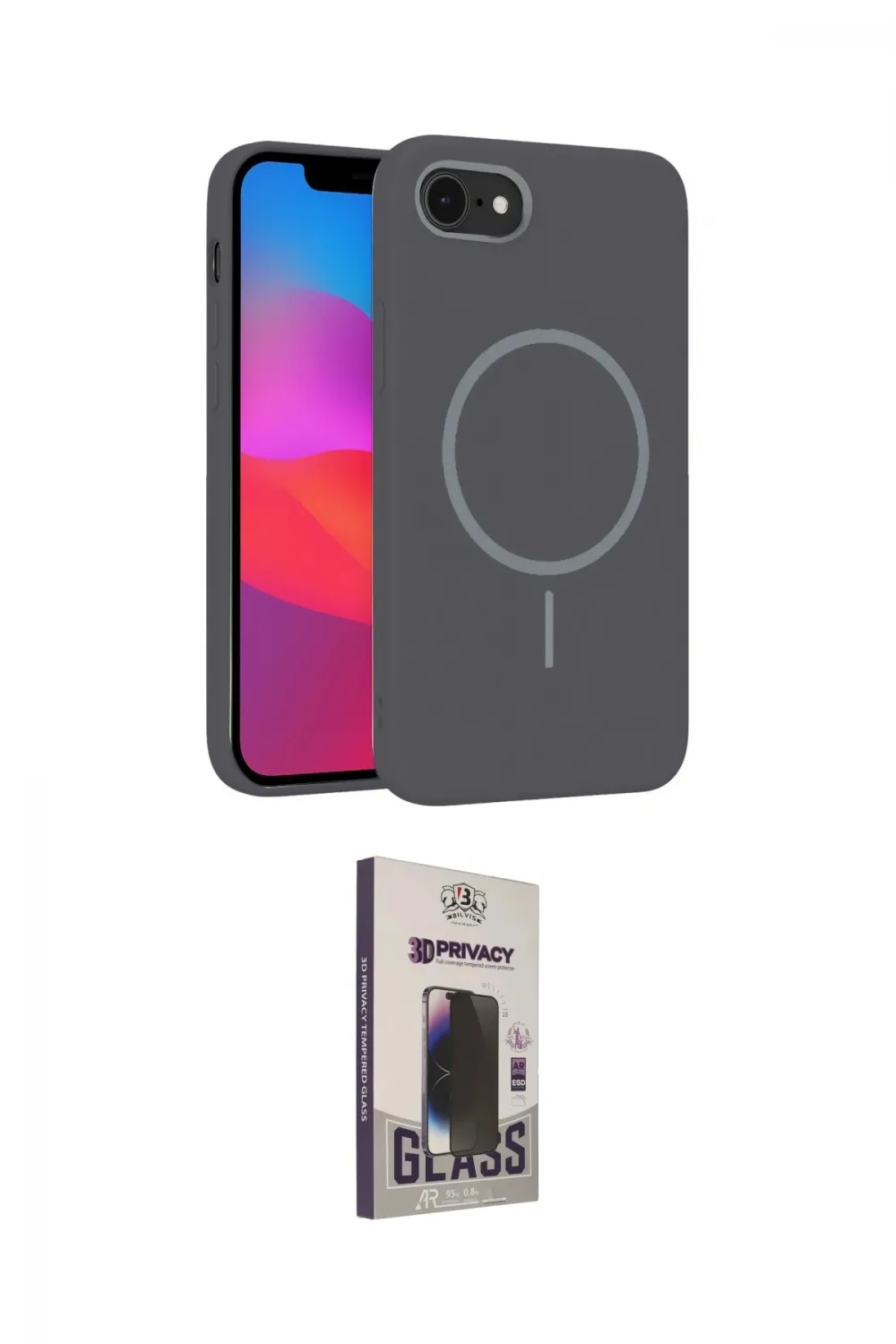 ieg™ iPhone 16E Kılıf Siluet Doku Özel Seri - Siyah Bilvis Hayalet Cam Ekran Koruyucu