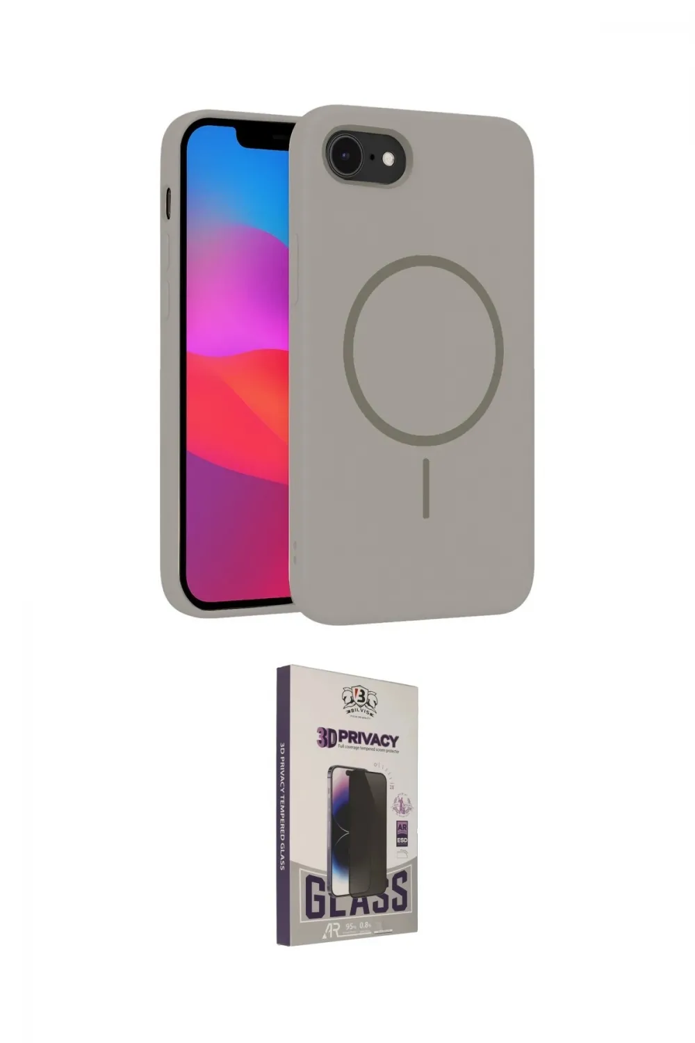 ieg™ iPhone 16E Kılıf Siluet Doku Özel Seri - Siyah Bilvis Hayalet Cam Ekran Koruyucu