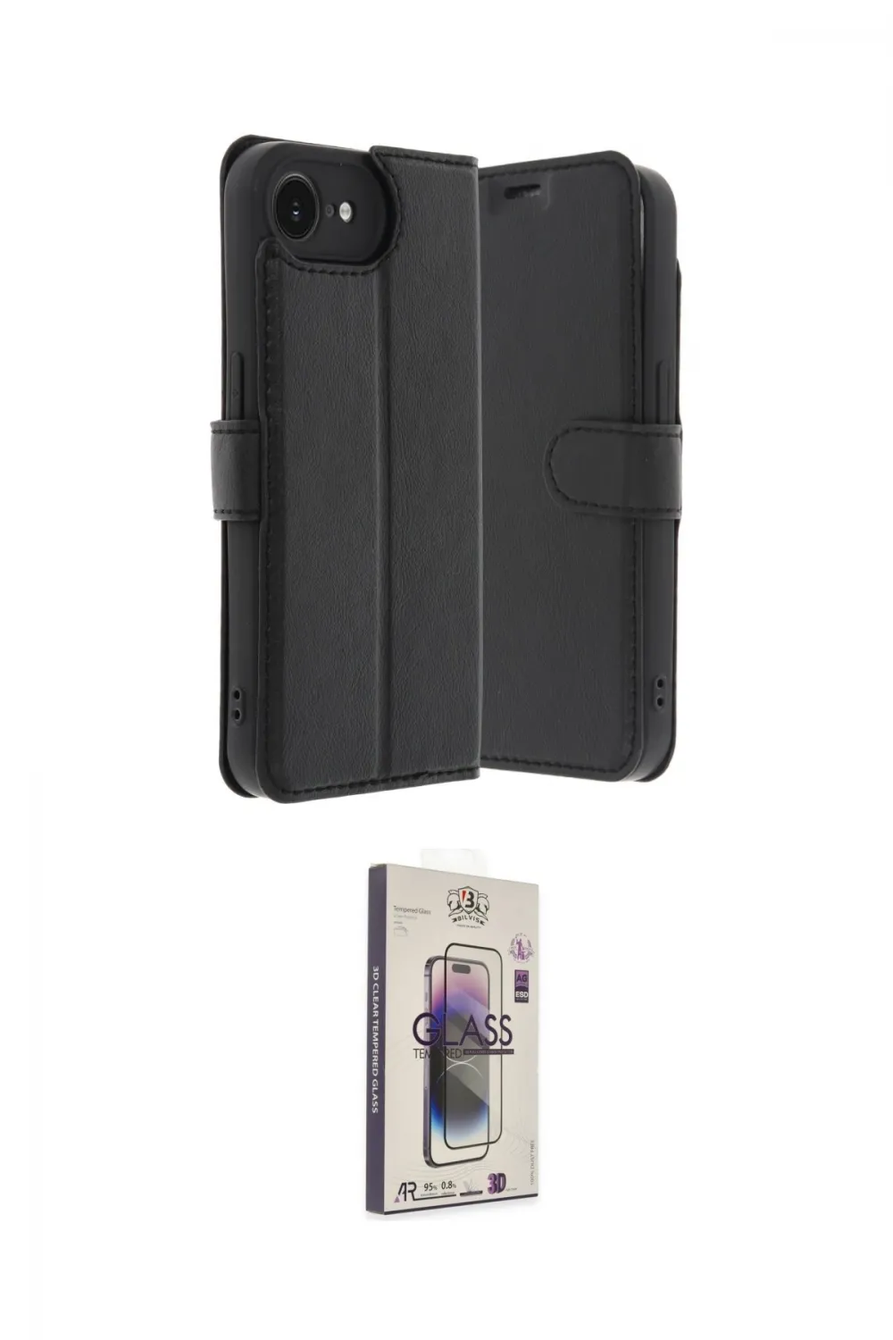 ieg™ iPhone 16E Kılıf Siluet Işık Serisi - Siyah Bilvis 3D Cam Ekran Koruyucu