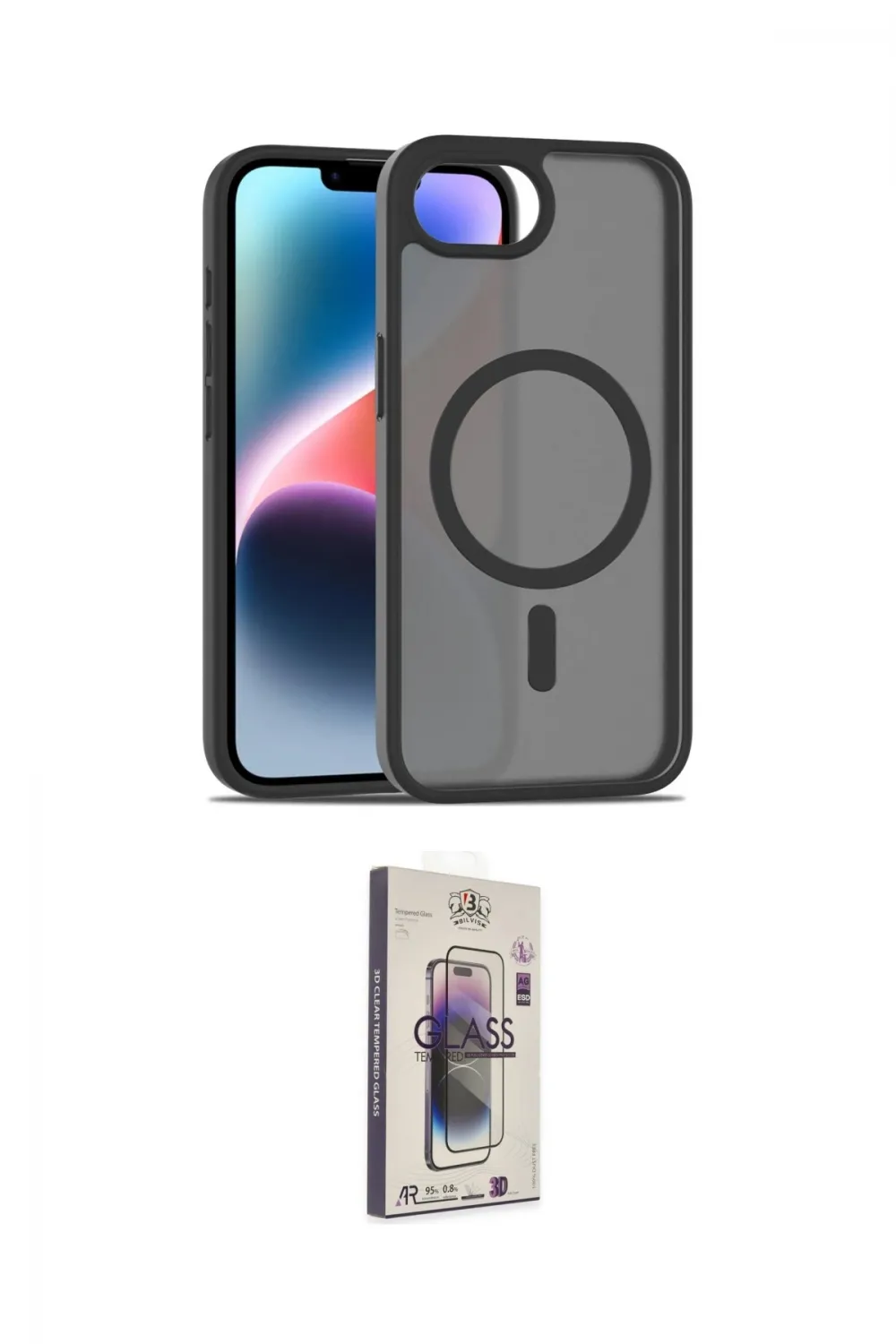 ieg™ iPhone 16E Kılıf Siluet Minimal Prime - Siyah Bilvis 3D Cam Ekran Koruyucu
