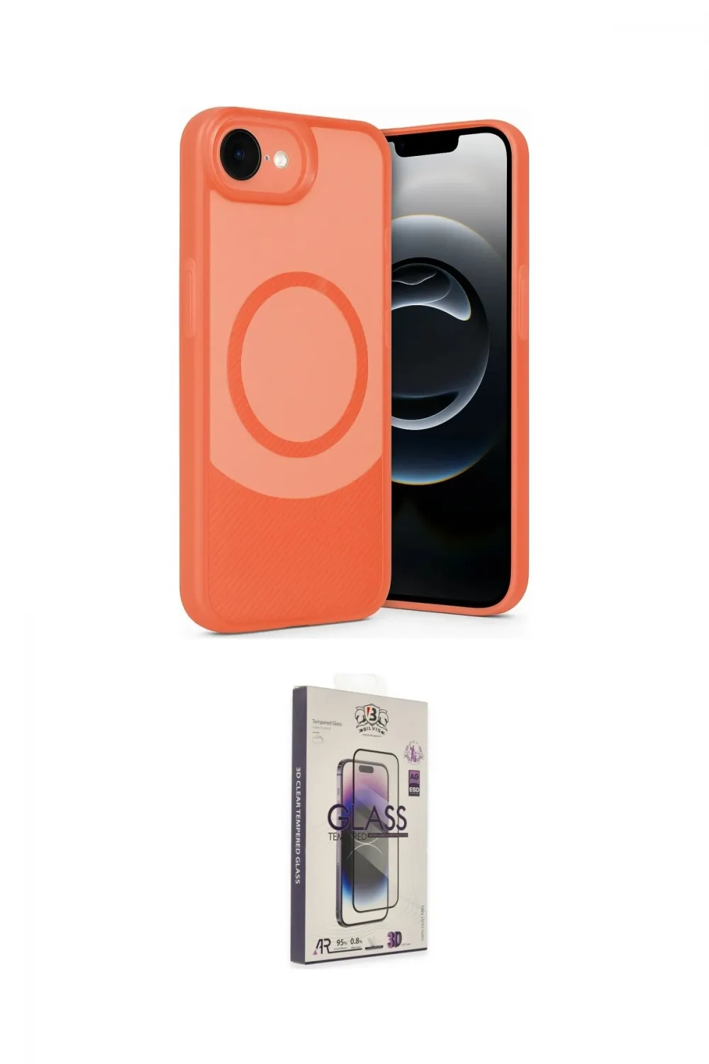 ieg™ iPhone 16E Kılıf Ufuk Serisi - Siyah Bilvis 3D Cam Ekran Koruyucu