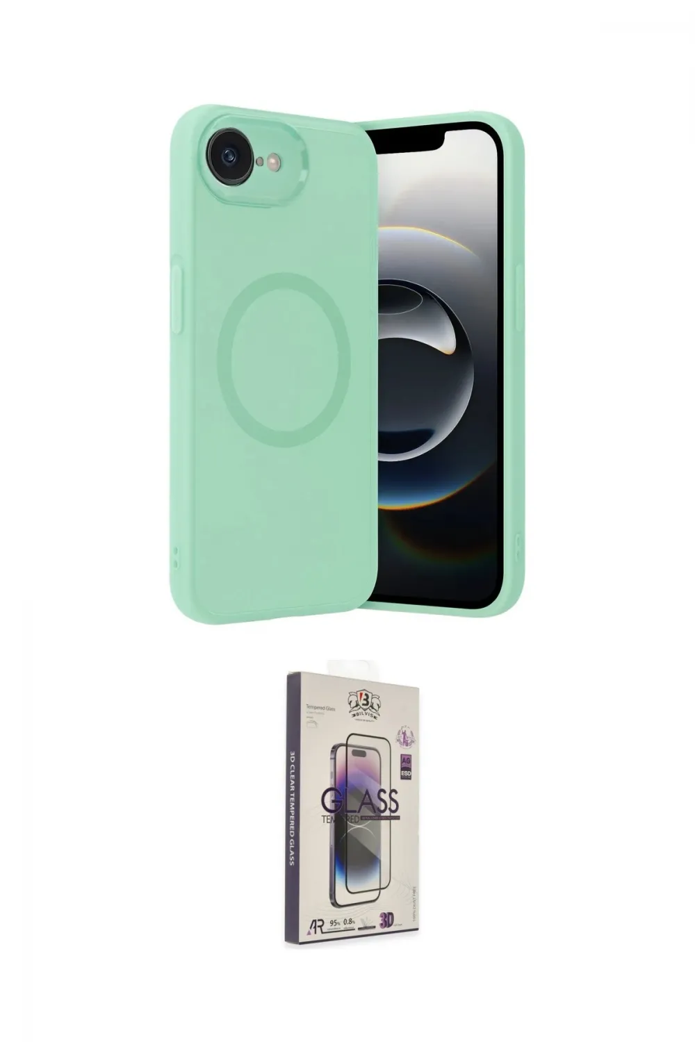 ieg™ iPhone 16E Kılıf Ufuk Serisi - Siyah Bilvis 3D Cam Ekran Koruyucu