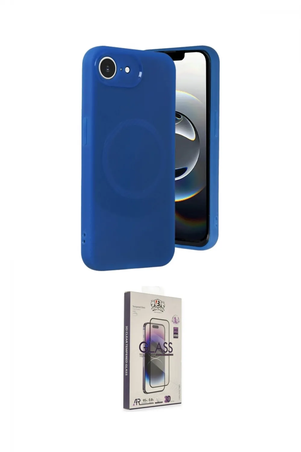 ieg™ iPhone 16E Kılıf Ufuk Serisi - Siyah Bilvis 3D Cam Ekran Koruyucu