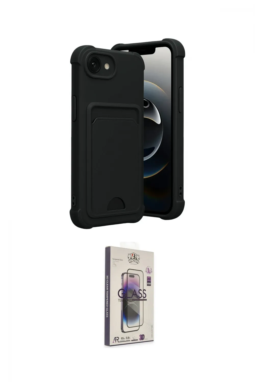 ieg™ iPhone 16E Kılıf Vadi Çizgi Prime - Siyah Bilvis 3D Cam Ekran Koruyucu