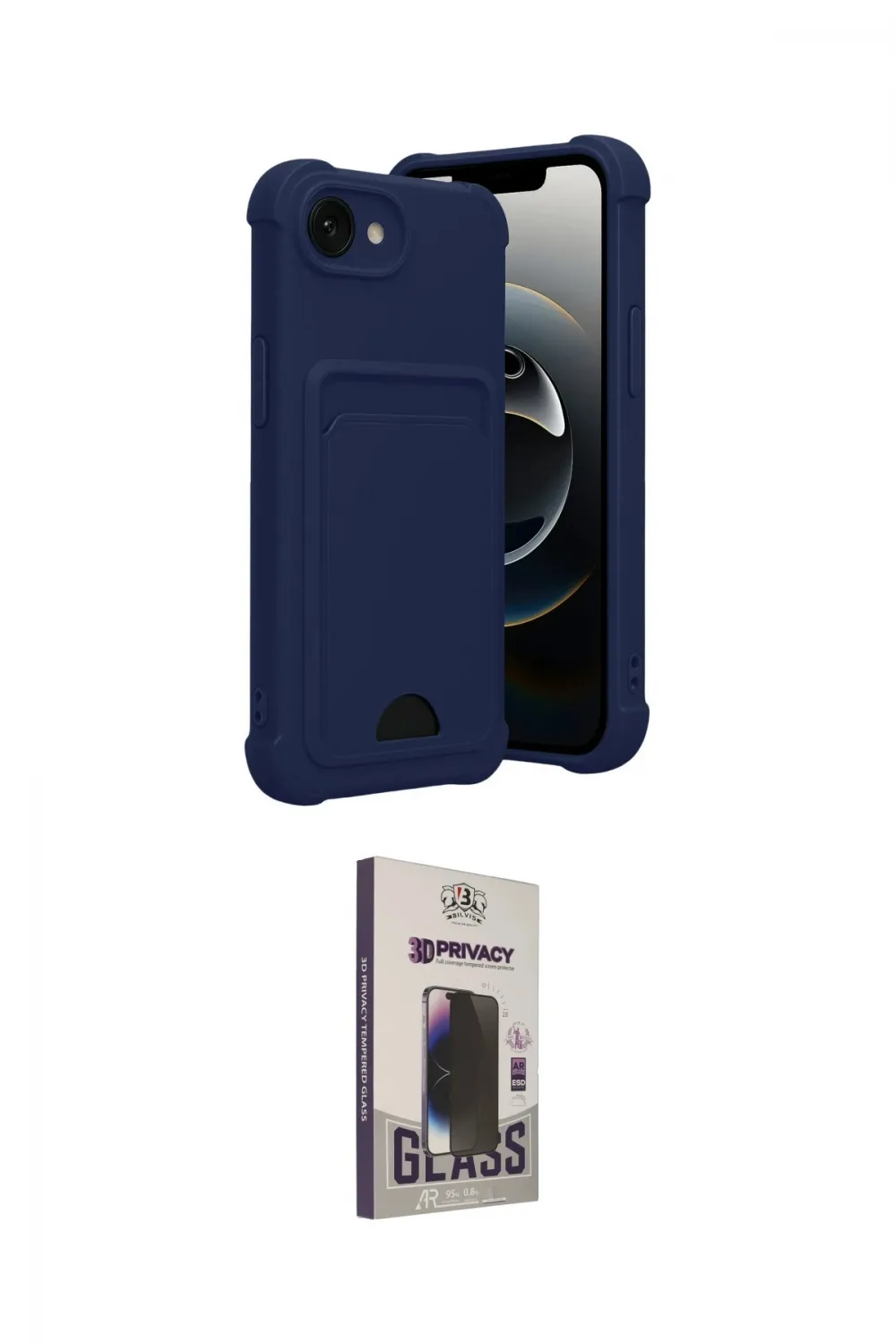 ieg™ iPhone 16E Kılıf Vadi Çizgi Prime - Siyah Bilvis Hayalet Cam Ekran Koruyucu