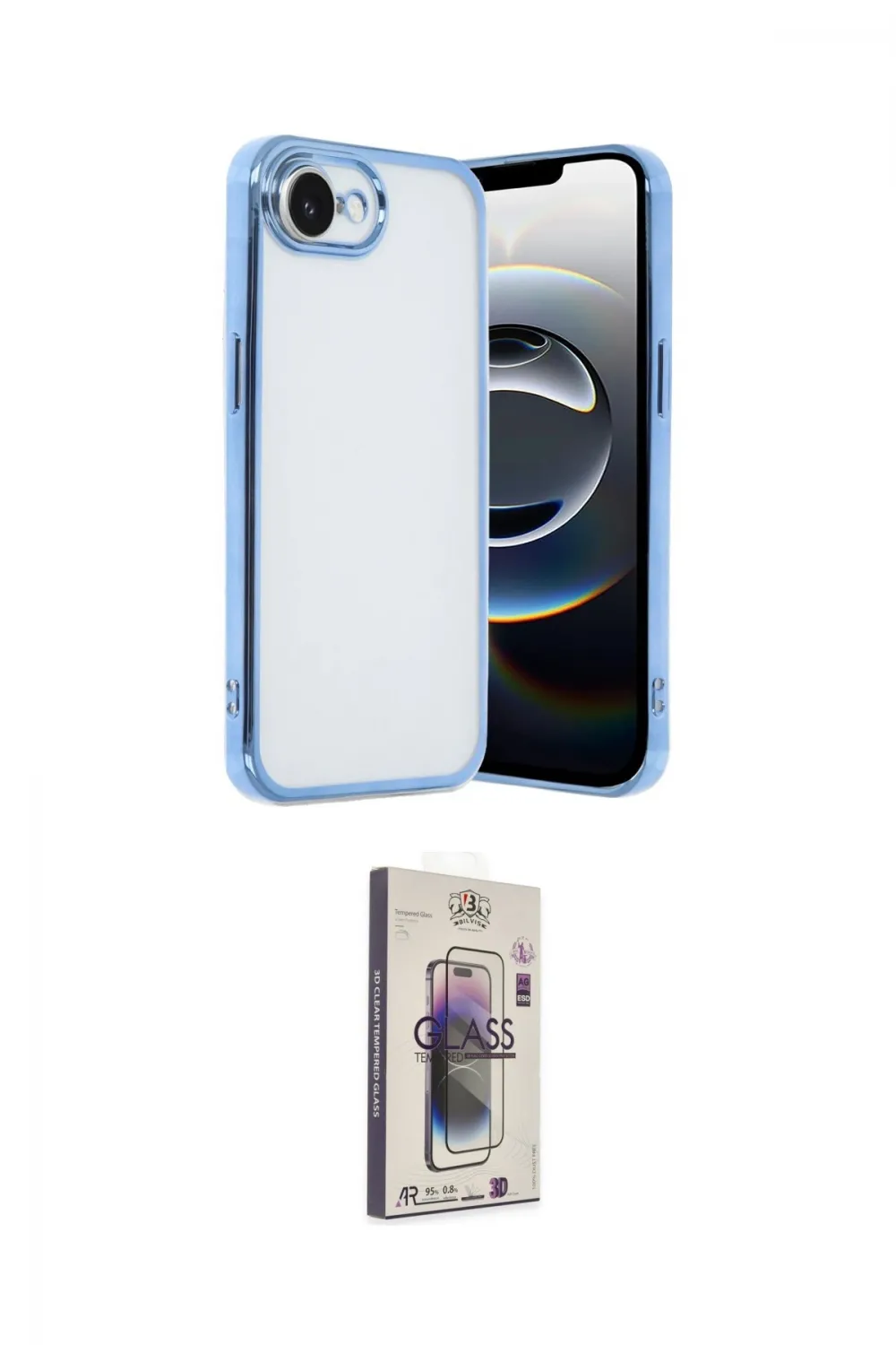 ieg™ iPhone 16E Kılıf Vadi Minimal - Siyah Bilvis 3D Cam Ekran Koruyucu
