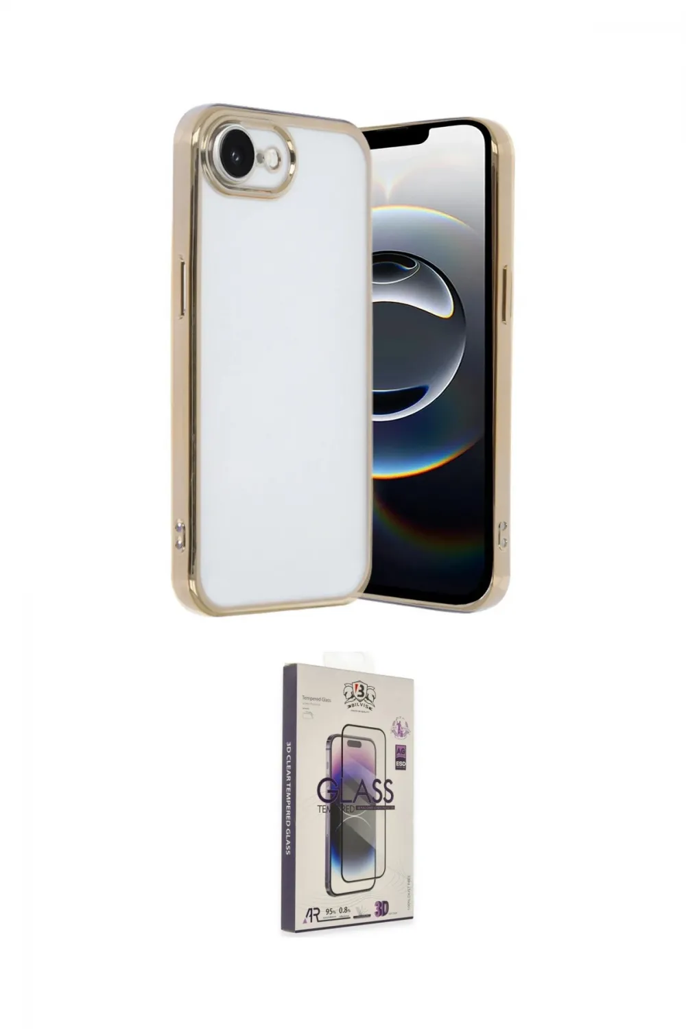 ieg™ iPhone 16E Kılıf Vadi Minimal - Siyah Bilvis 3D Cam Ekran Koruyucu