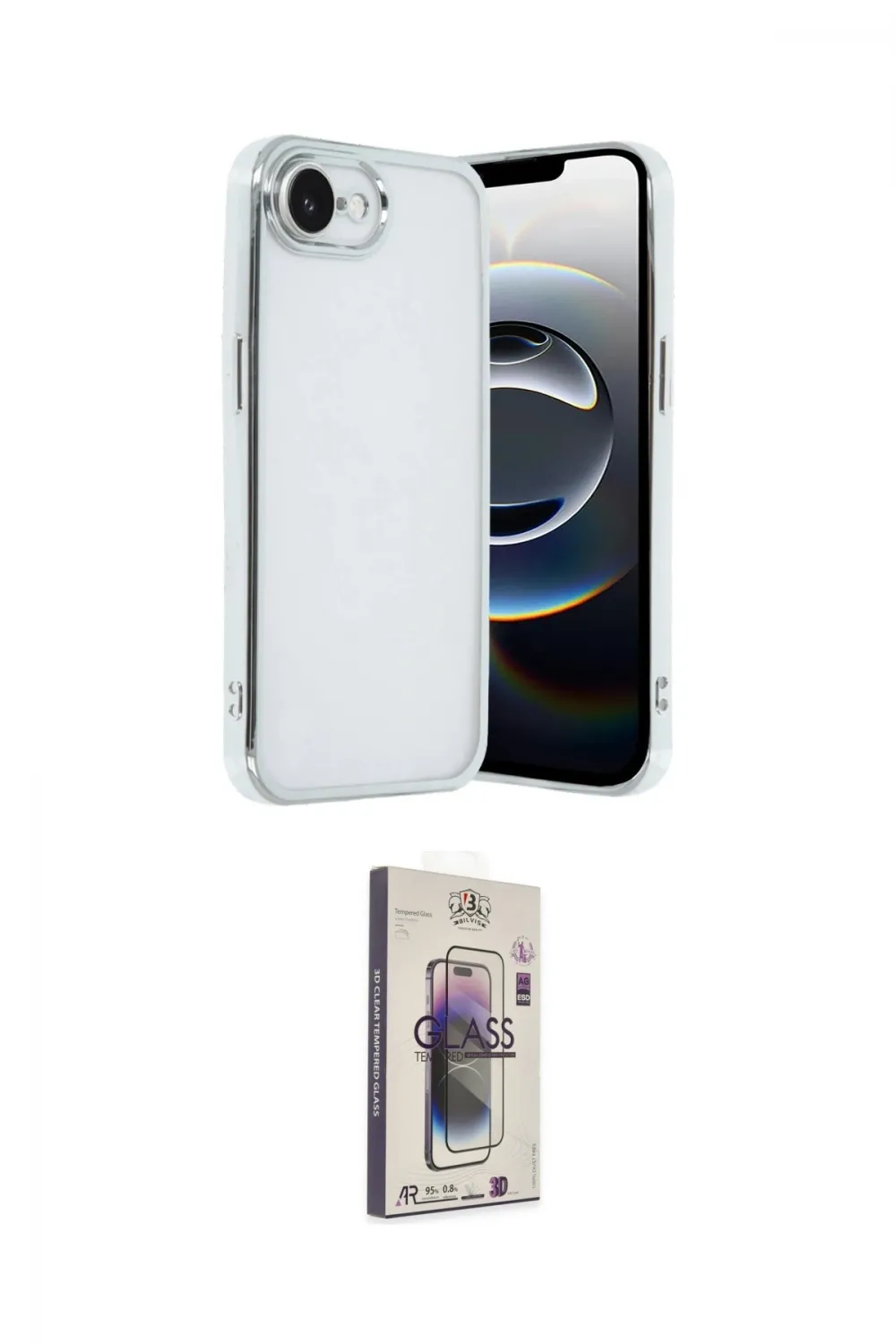 ieg™ iPhone 16E Kılıf Vadi Minimal - Siyah Bilvis 3D Cam Ekran Koruyucu