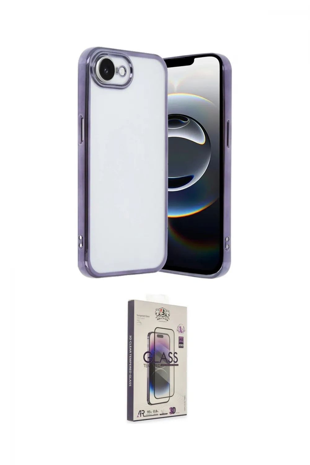 ieg™ iPhone 16E Kılıf Vadi Minimal - Siyah Bilvis 3D Cam Ekran Koruyucu