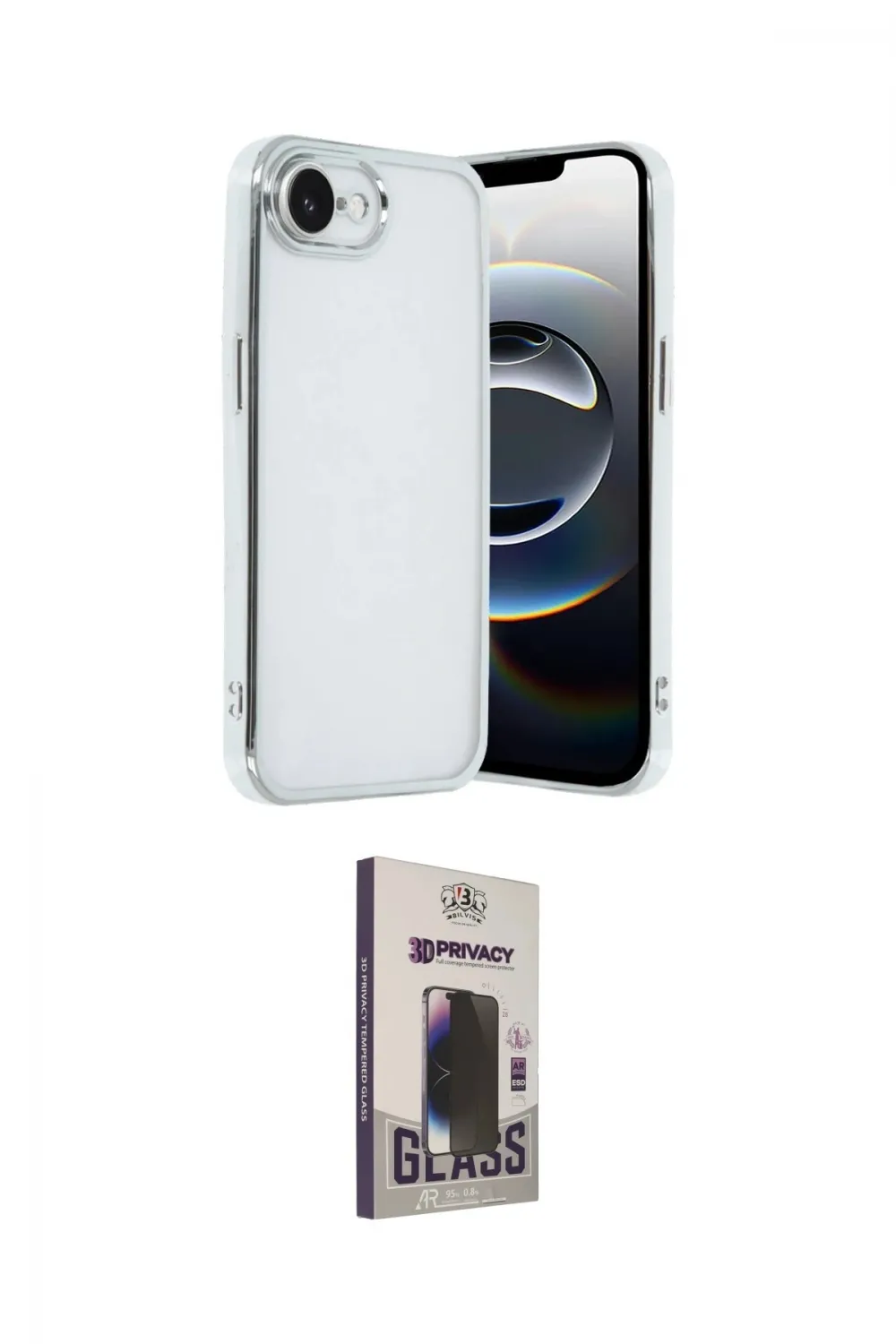 ieg™ iPhone 16E Kılıf Vadi Minimal - Siyah Bilvis Hayalet Cam Ekran Koruyucu