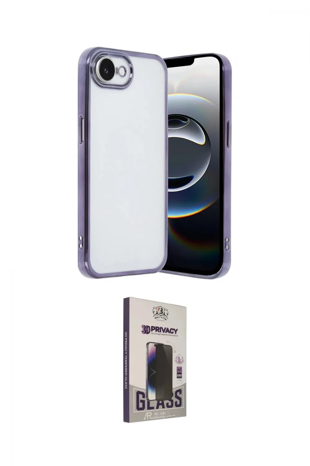ieg™ iPhone 16E Kılıf Vadi Minimal - Siyah Bilvis Hayalet Cam Ekran Koruyucu