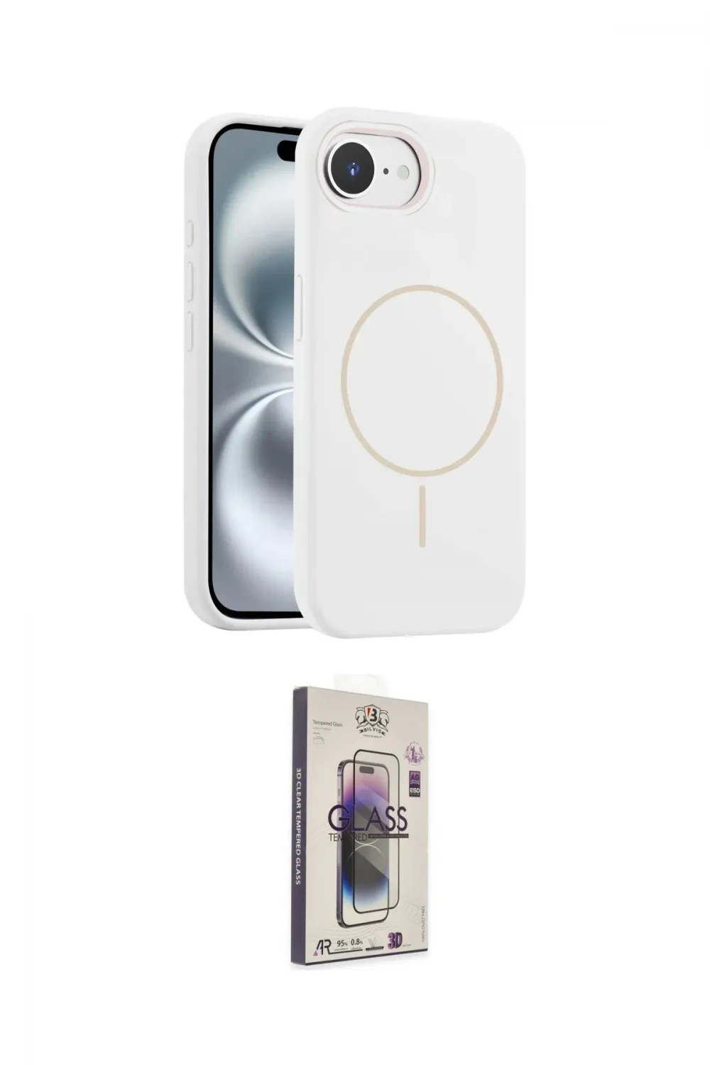 ieg™ iPhone 16E Kılıf Yankı Form Serisi - Siyah Bilvis 3D Cam Ekran Koruyucu
