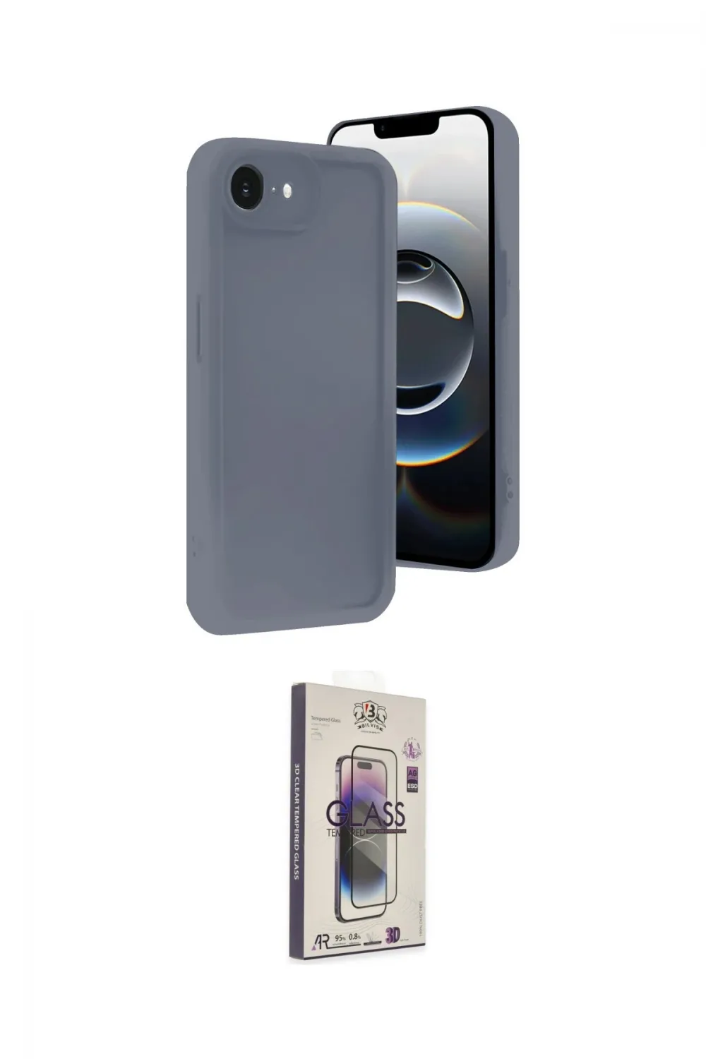 ieg™ iPhone 16E Kılıf Yankı Yansıma Özel Seri - Siyah Bilvis 3D Cam Ekran Koruyucu