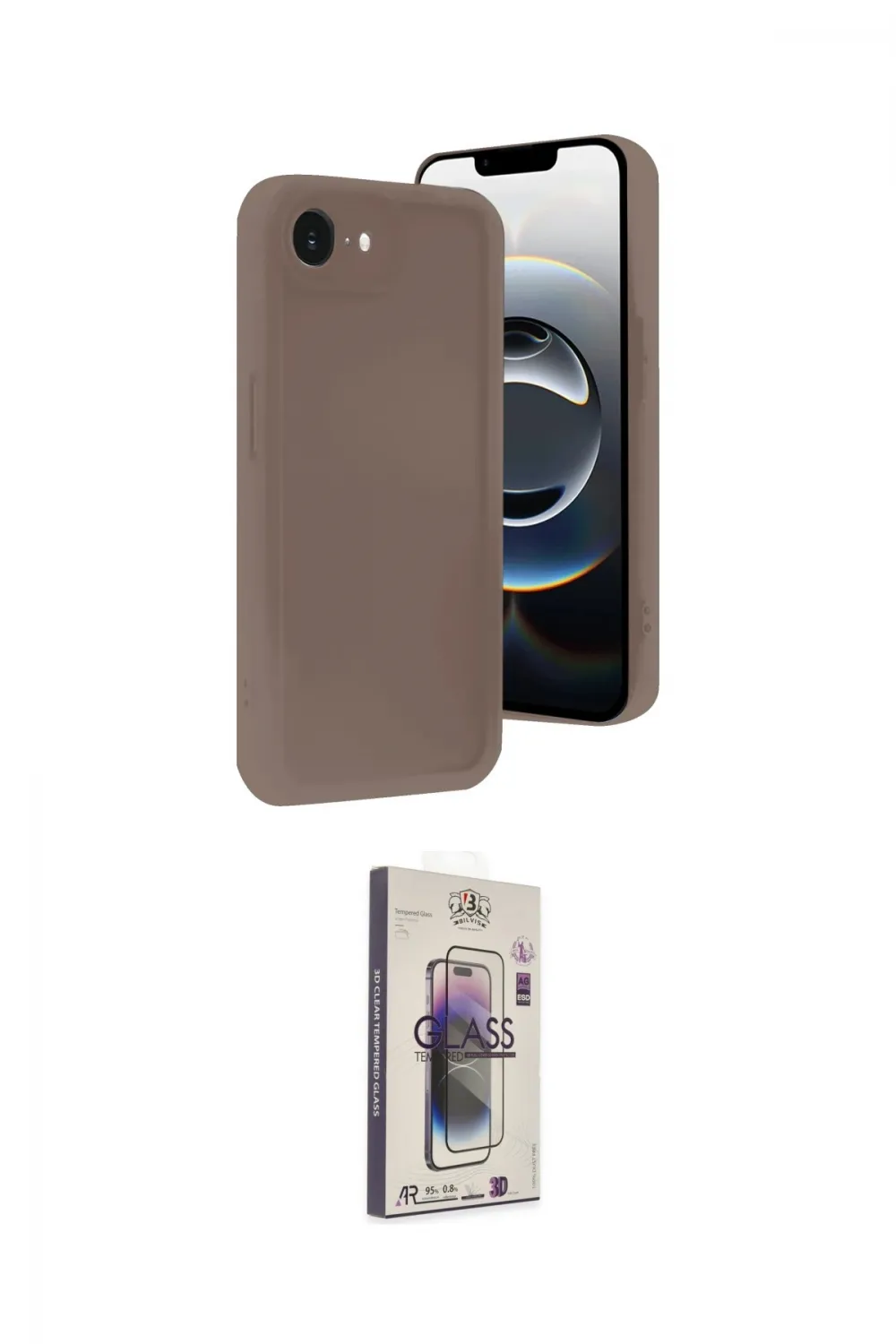 ieg™ iPhone 16E Kılıf Yankı Yansıma Özel Seri - Siyah Bilvis 3D Cam Ekran Koruyucu