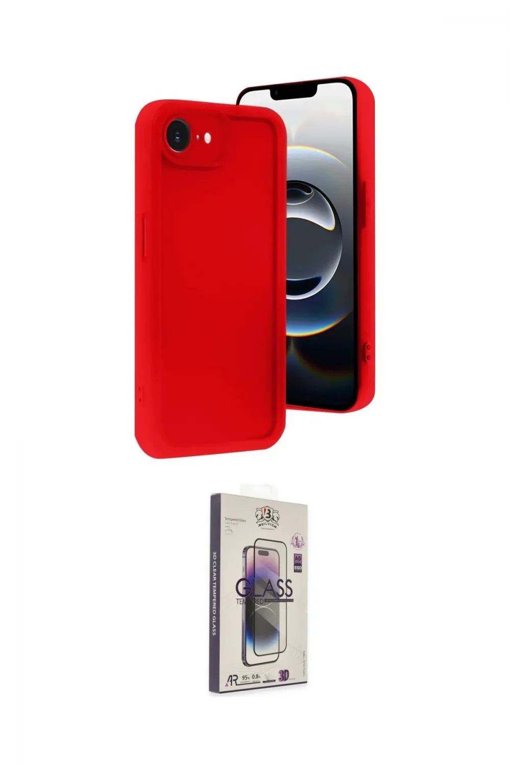 ieg™ iPhone 16E Kılıf Yankı Yansıma Özel Seri - Siyah Bilvis 3D Cam Ekran Koruyucu
