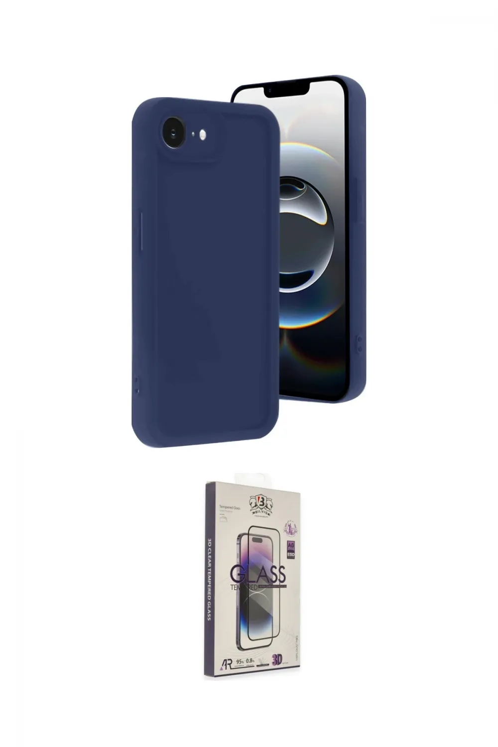 ieg™ iPhone 16E Kılıf Yankı Yansıma Özel Seri - Siyah Bilvis 3D Cam Ekran Koruyucu