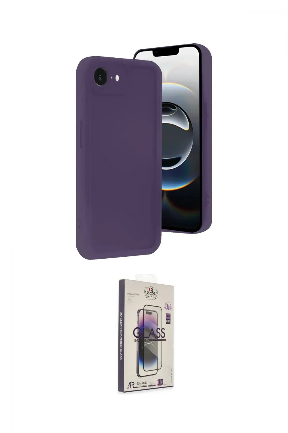 ieg™ iPhone 16E Kılıf Yankı Yansıma Özel Seri - Siyah Bilvis 3D Cam Ekran Koruyucu