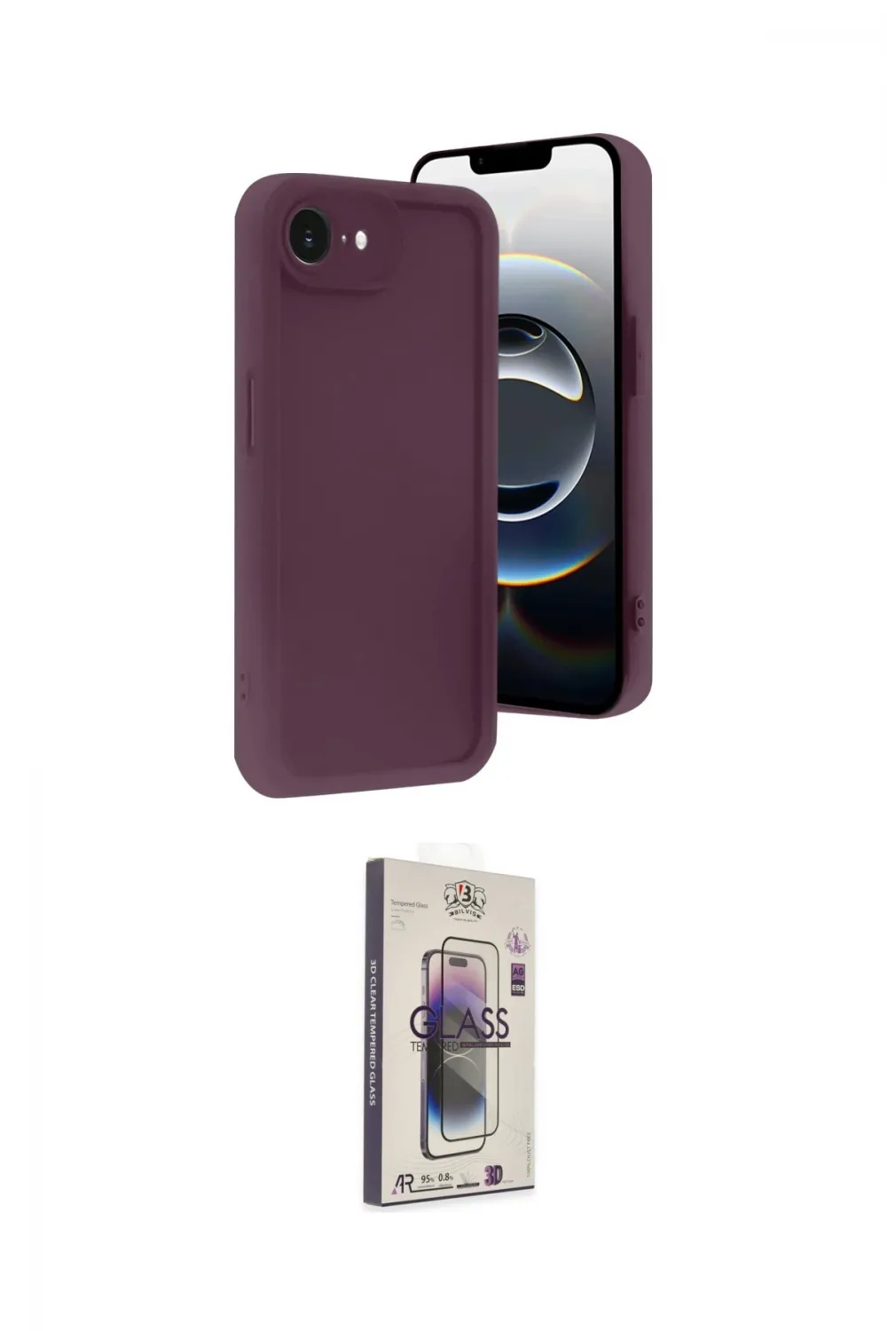 ieg™ iPhone 16E Kılıf Yankı Yansıma Özel Seri - Siyah Bilvis 3D Cam Ekran Koruyucu