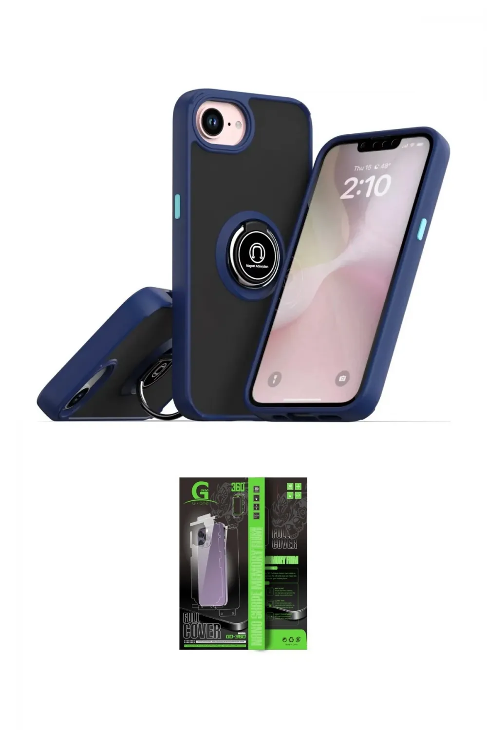 ieg™ iPhone 16E Kılıf Yörünge Çizgi - Şeffaf 360 Full Body Arka Koruyucu