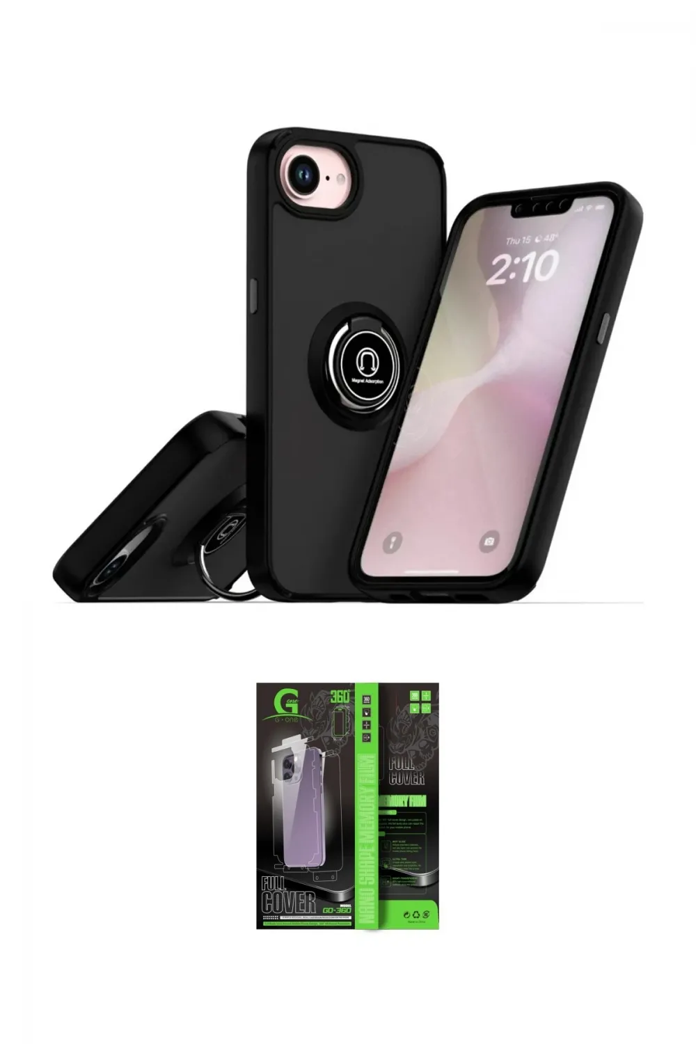 ieg™ iPhone 16E Kılıf Yörünge Çizgi - Şeffaf 360 Full Body Arka Koruyucu