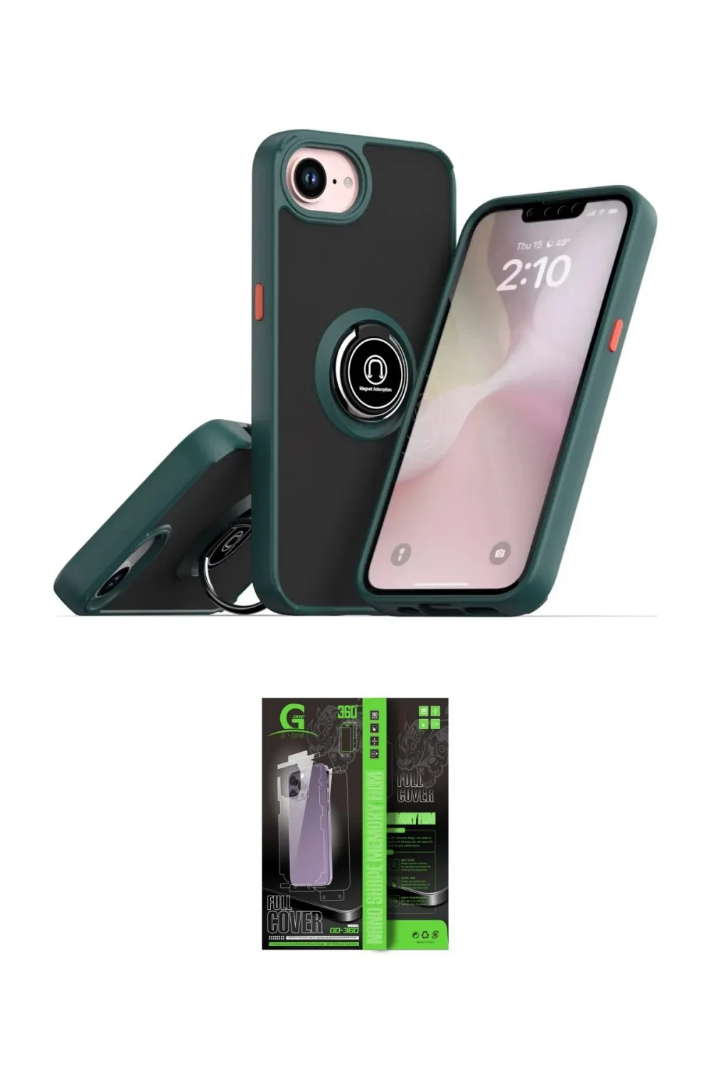 ieg™ iPhone 16E Kılıf Yörünge Çizgi - Şeffaf 360 Full Body Arka Koruyucu