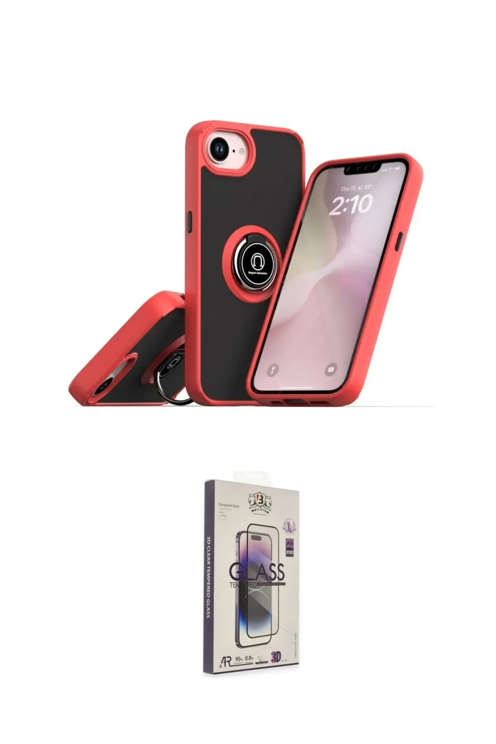 ieg™ iPhone 16E Kılıf Yörünge Çizgi - Siyah Bilvis 3D Cam Ekran Koruyucu