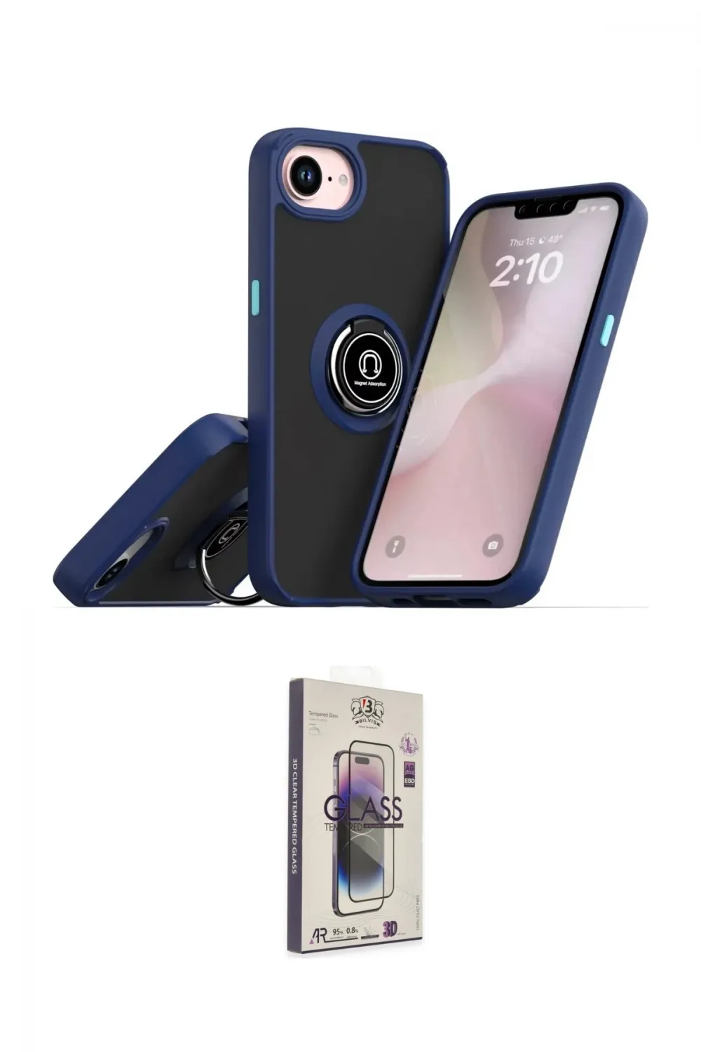 ieg™ iPhone 16E Kılıf Yörünge Çizgi - Siyah Bilvis 3D Cam Ekran Koruyucu