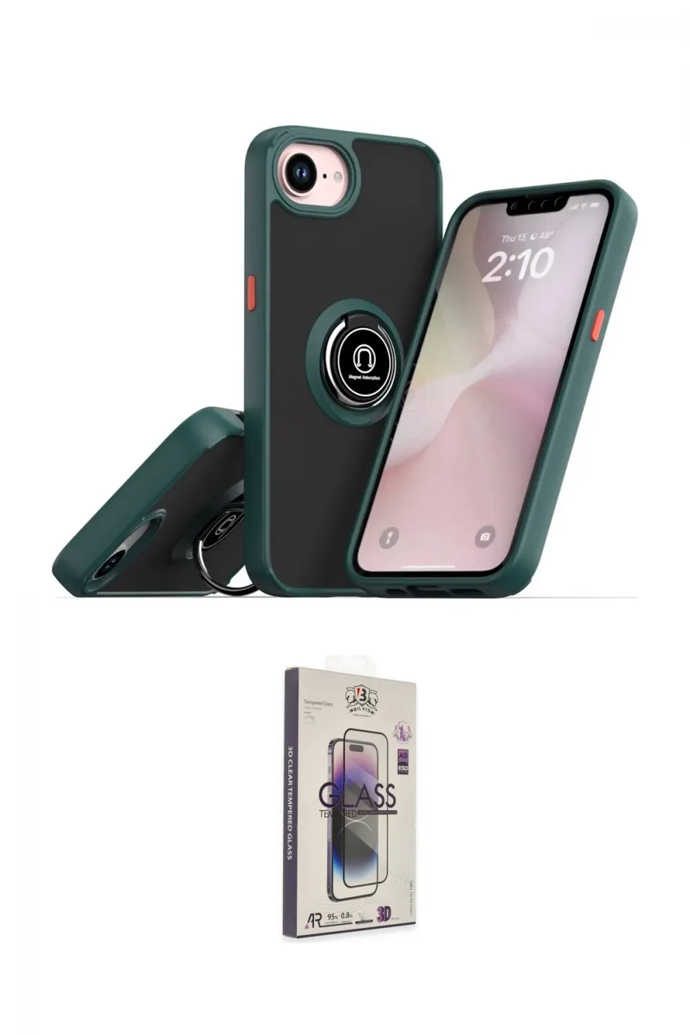 ieg™ iPhone 16E Kılıf Yörünge Çizgi - Siyah Bilvis 3D Cam Ekran Koruyucu