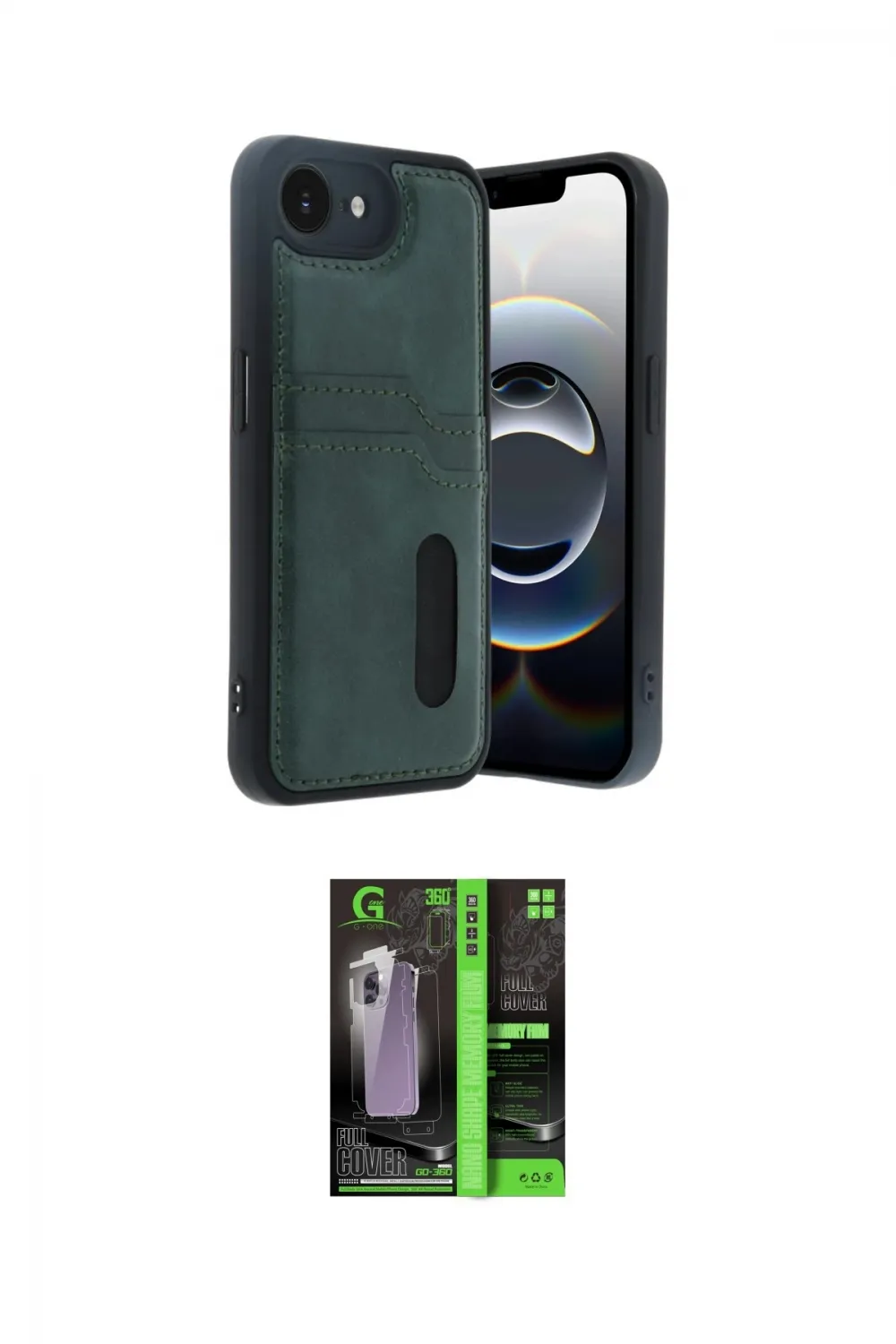 ieg™ iPhone 16E Kılıf Yörünge Işık Serisi - Şeffaf 360 Full Body Arka Koruyucu