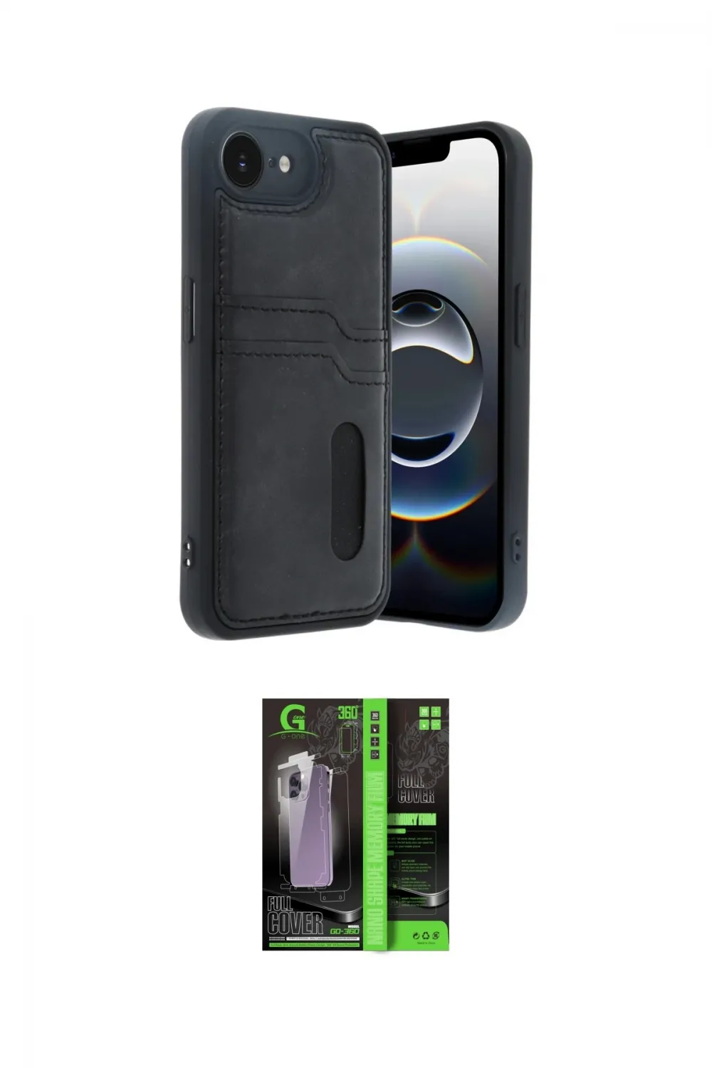 ieg™ iPhone 16E Kılıf Yörünge Işık Serisi - Şeffaf 360 Full Body Arka Koruyucu