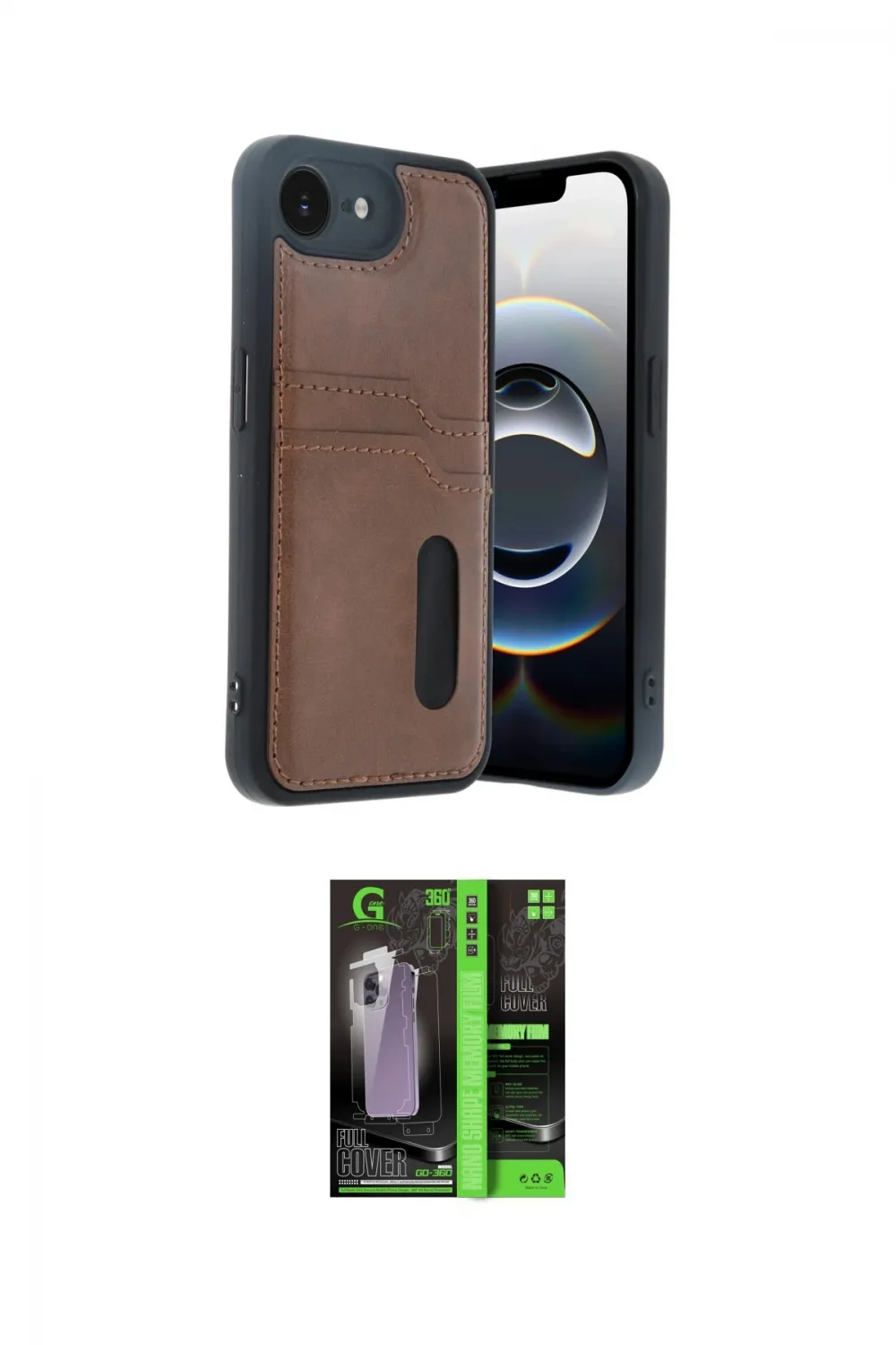 ieg™ iPhone 16E Kılıf Yörünge Işık Serisi - Şeffaf 360 Full Body Arka Koruyucu
