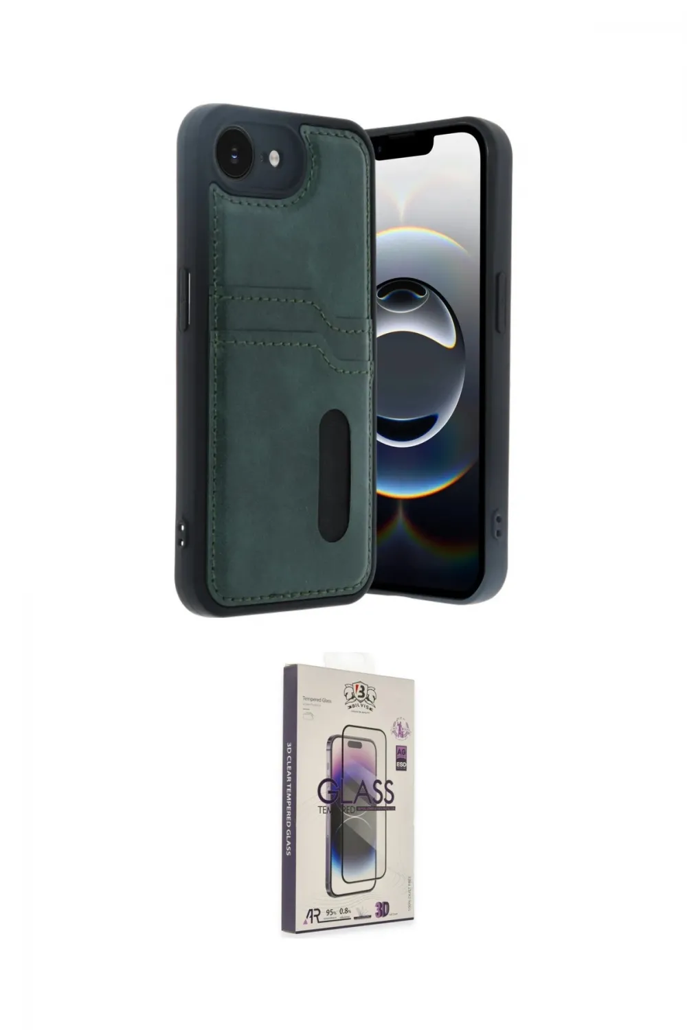 ieg™ iPhone 16E Kılıf Yörünge Işık Serisi - Siyah Bilvis 3D Cam Ekran Koruyucu